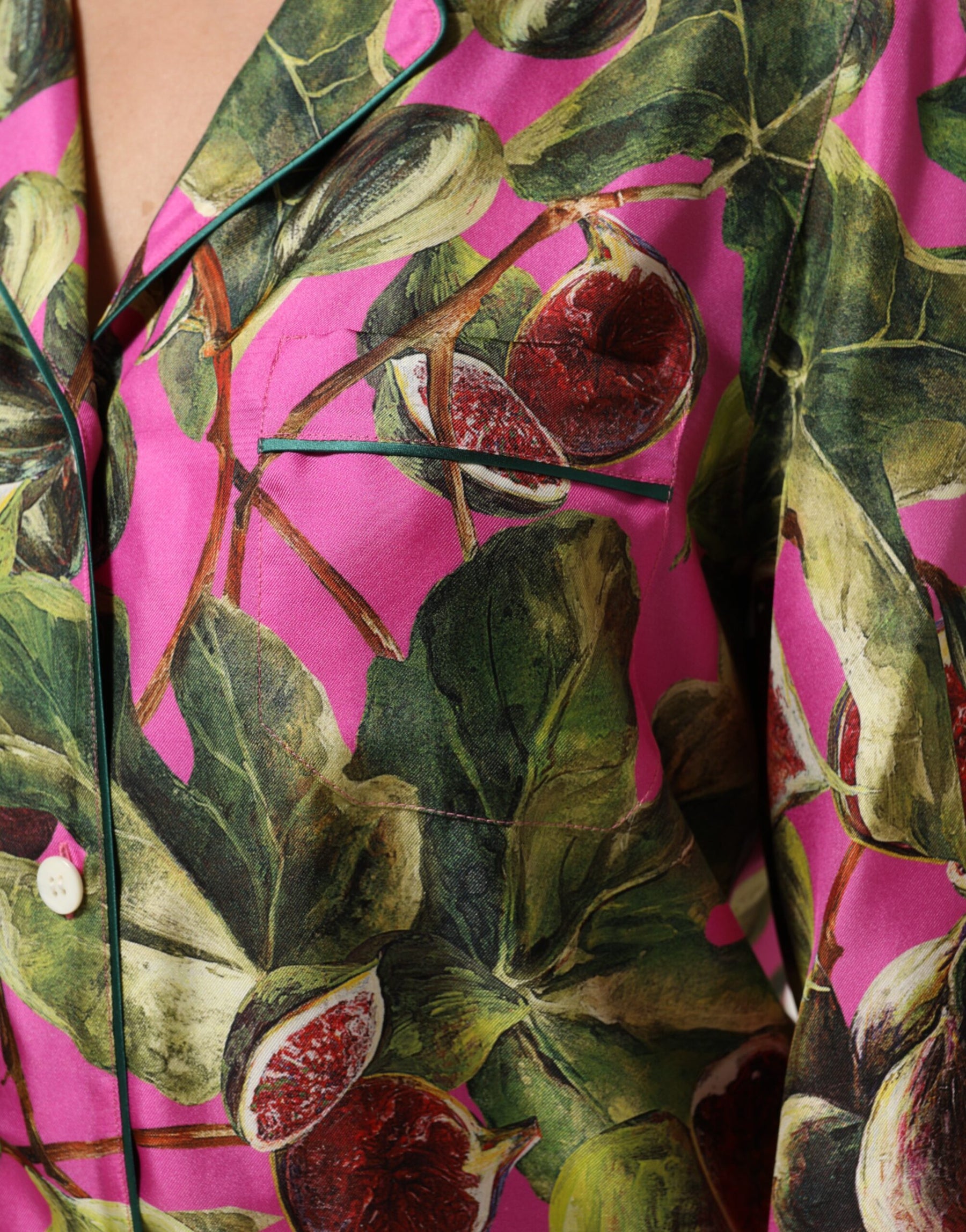 Dolce & Gabbana Hot Pink Fig Printed Silk Shirt Blouse Top | Regal Royce