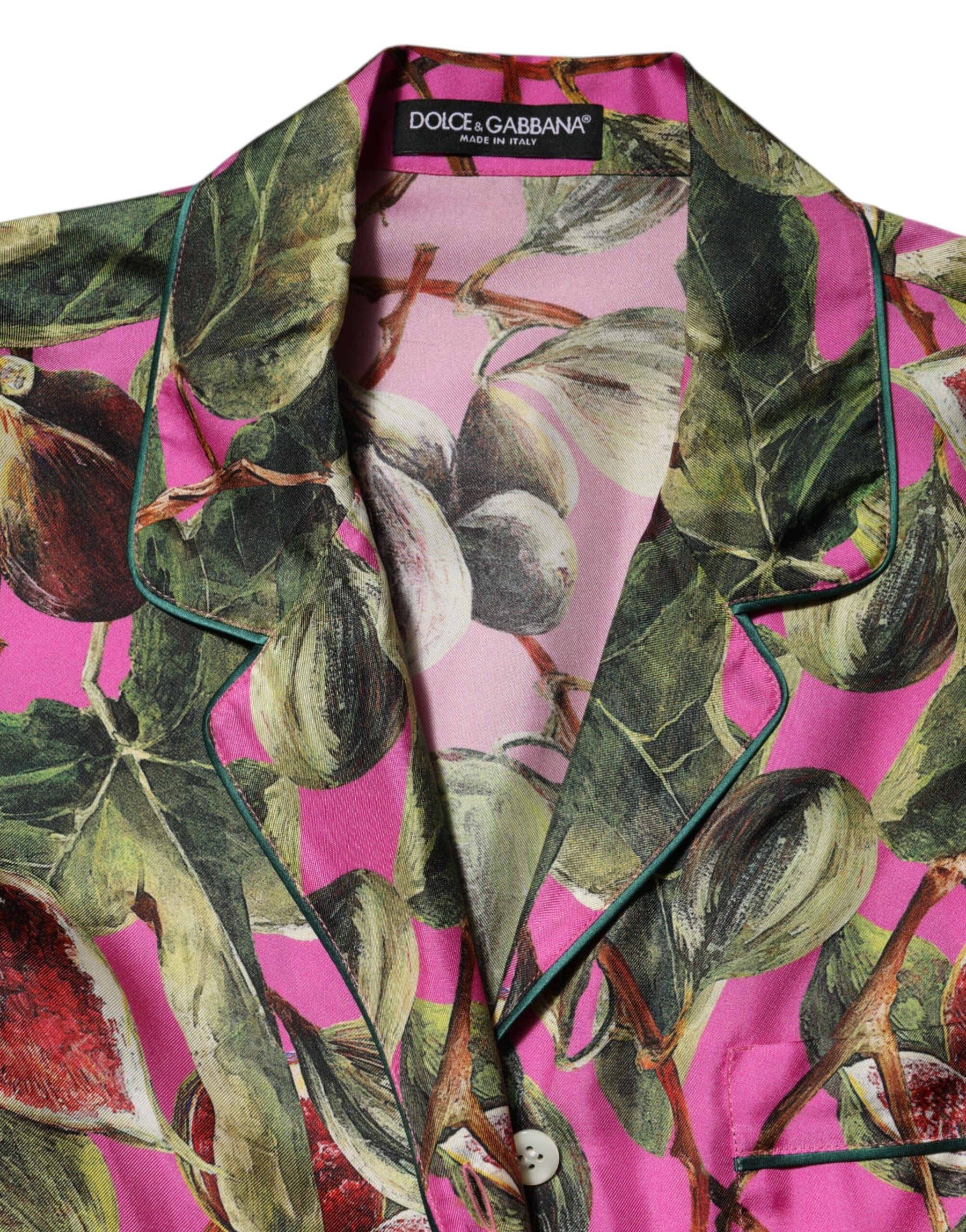 Dolce & Gabbana Hot Pink Fig Printed Silk Shirt Blouse Top | Regal Royce