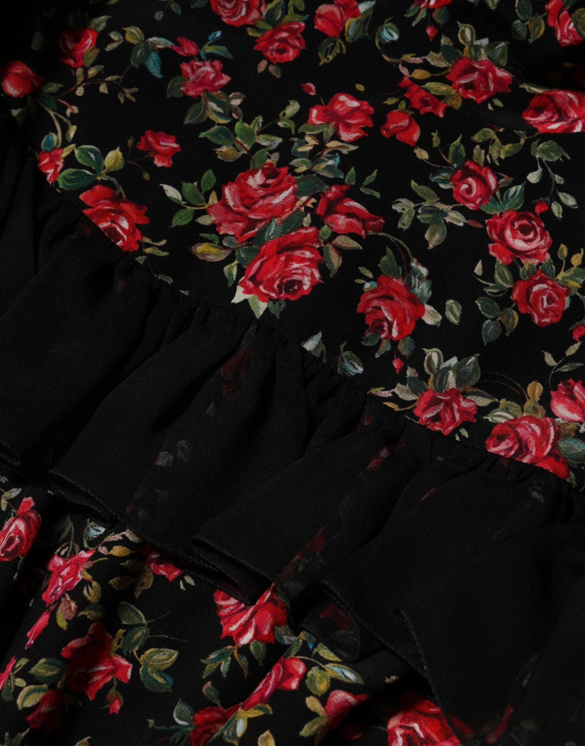 Dolce & Gabbana Black Floral Print Long Sleeve Blouse Top