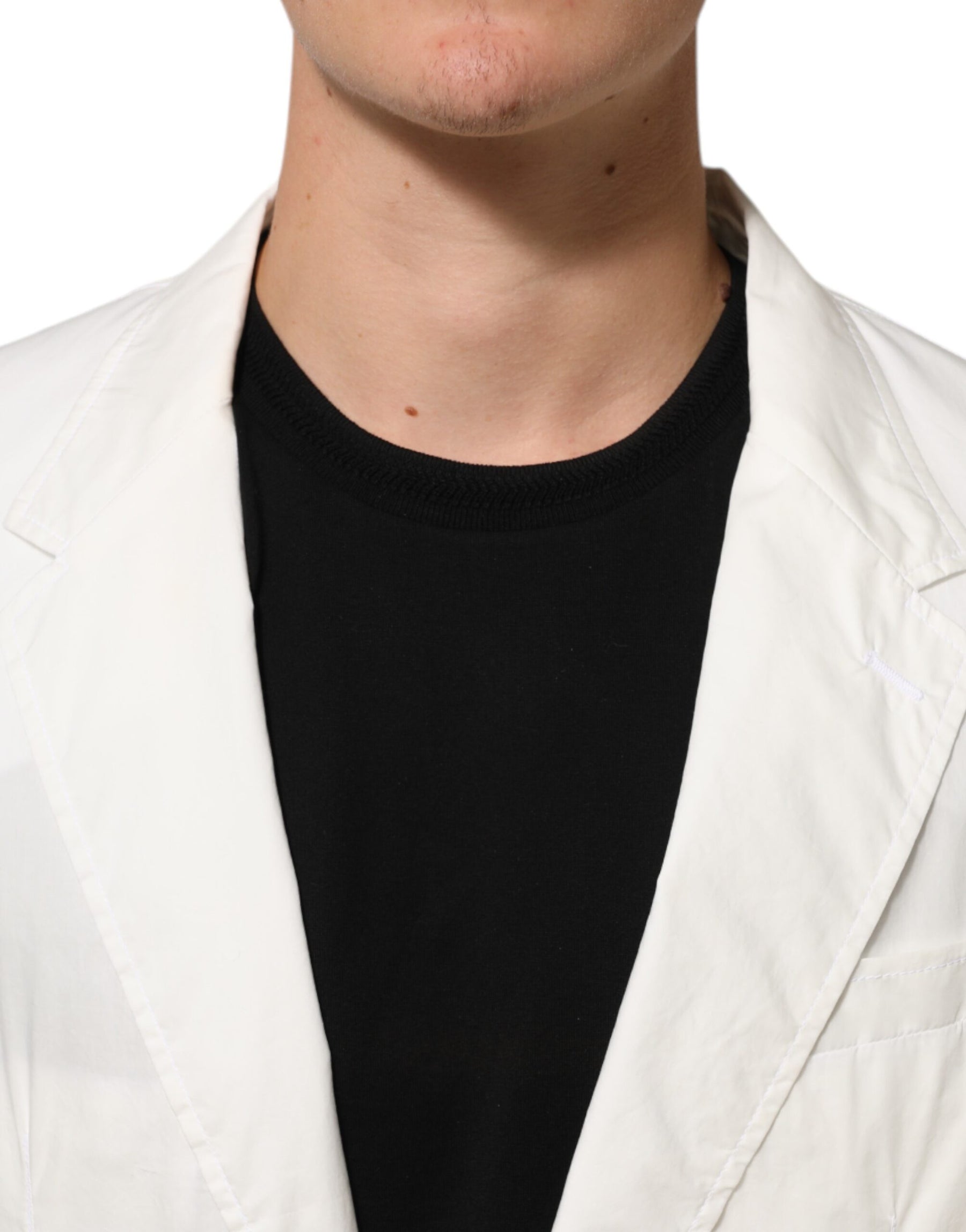 Dolce & Gabbana White Cotton 1 Button Men Suit Blazer | Regal Royce