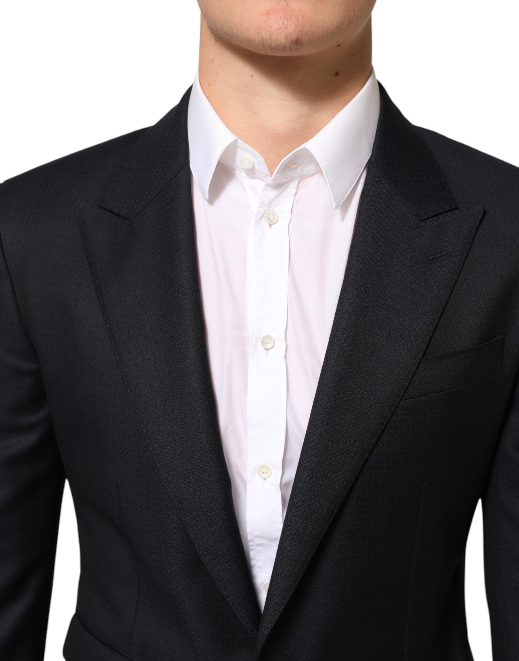 Dolce & Gabbana Black Wool NAPOLI 2 Button Men Suit Blazer | Regal Royce