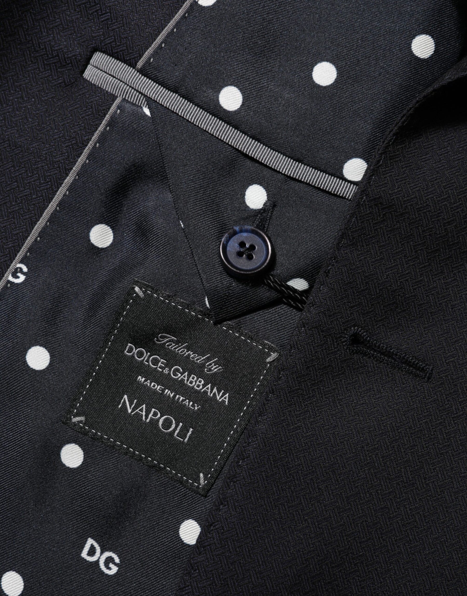 Dolce & Gabbana Black Wool NAPOLI 2 Button Men Suit Blazer | Regal Royce