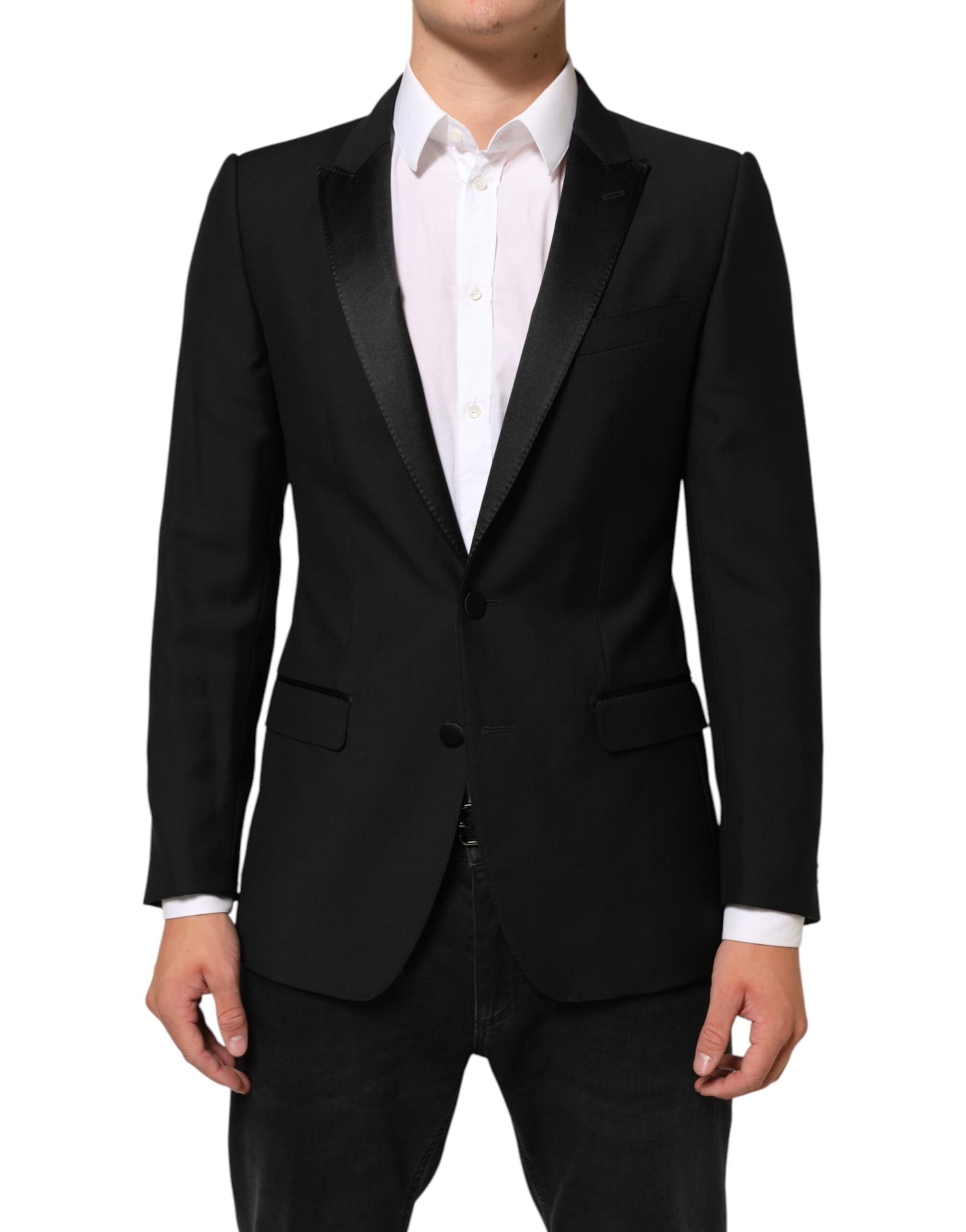 Dolce & Gabbana Black Wool MARTINI 2 Button Men Suit Blazer | Regal Royce