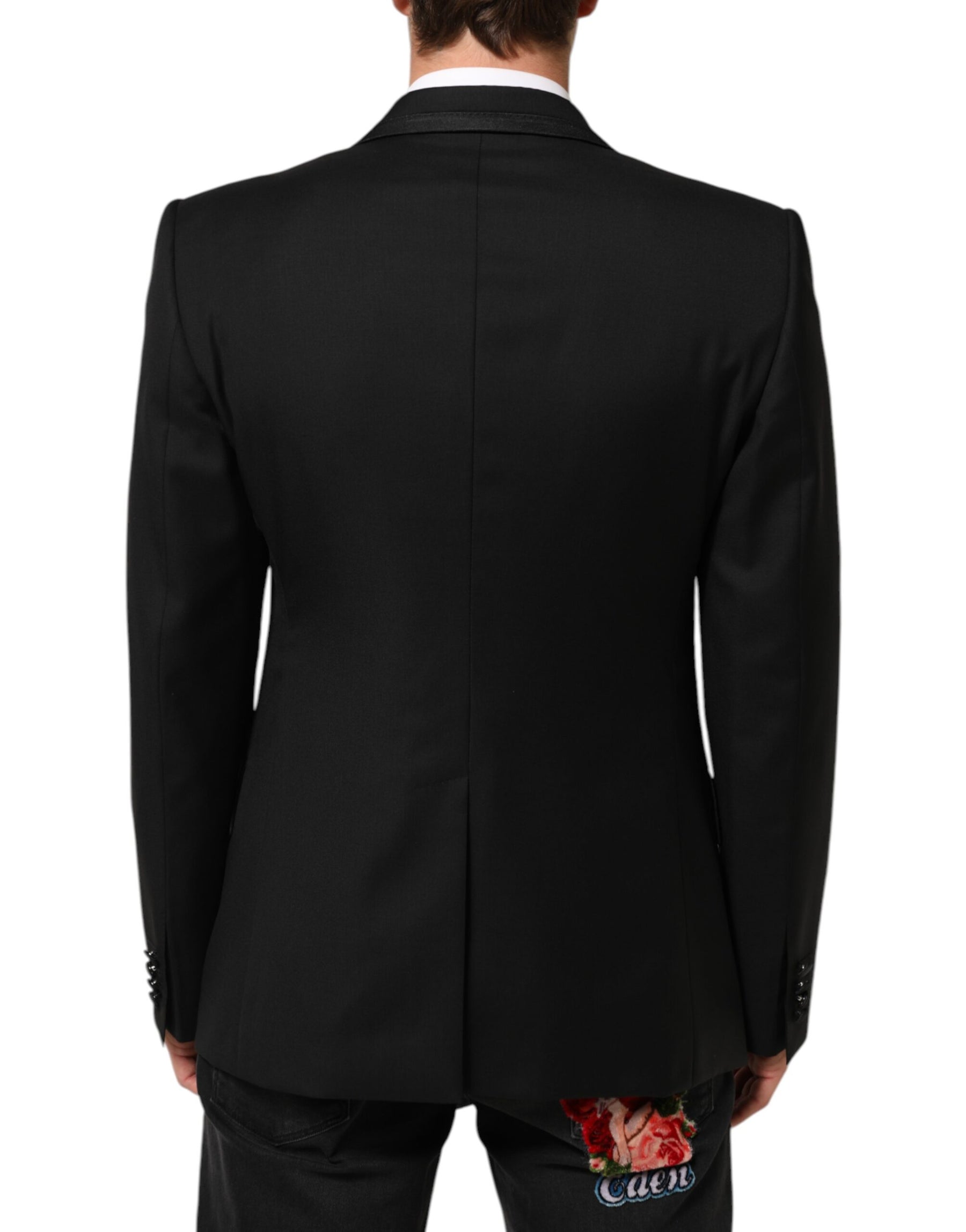 Dolce & Gabbana Black Wool 1 Button Suit Jacket Men Blazer | Regal Royce