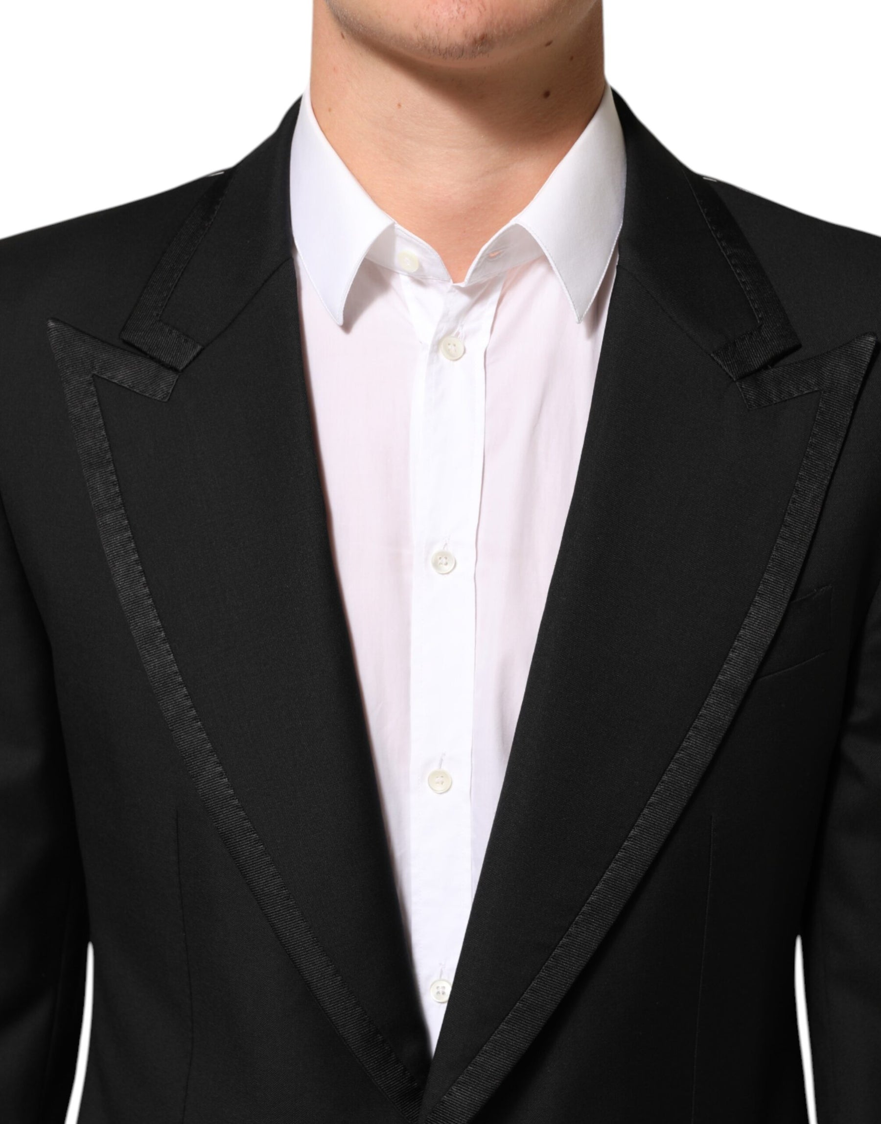 Dolce & Gabbana Black Wool 1 Button Suit Jacket Men Blazer | Regal Royce