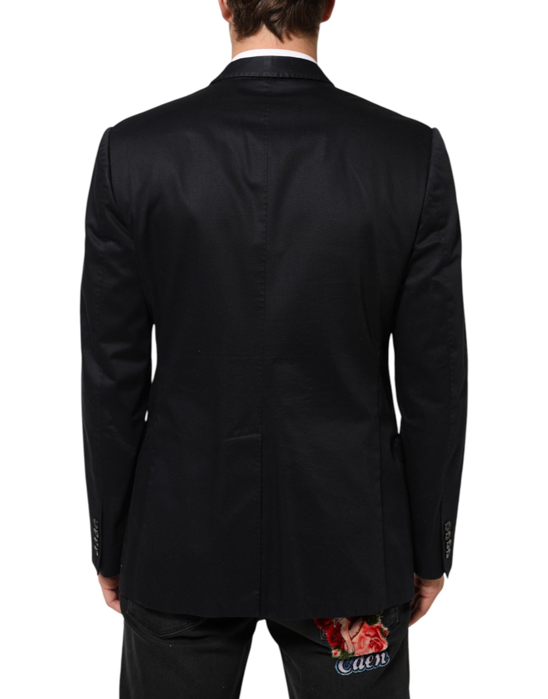 Dolce & Gabbana Black Cotton 1 Button Suit Jacket Blazer | Regal Royce