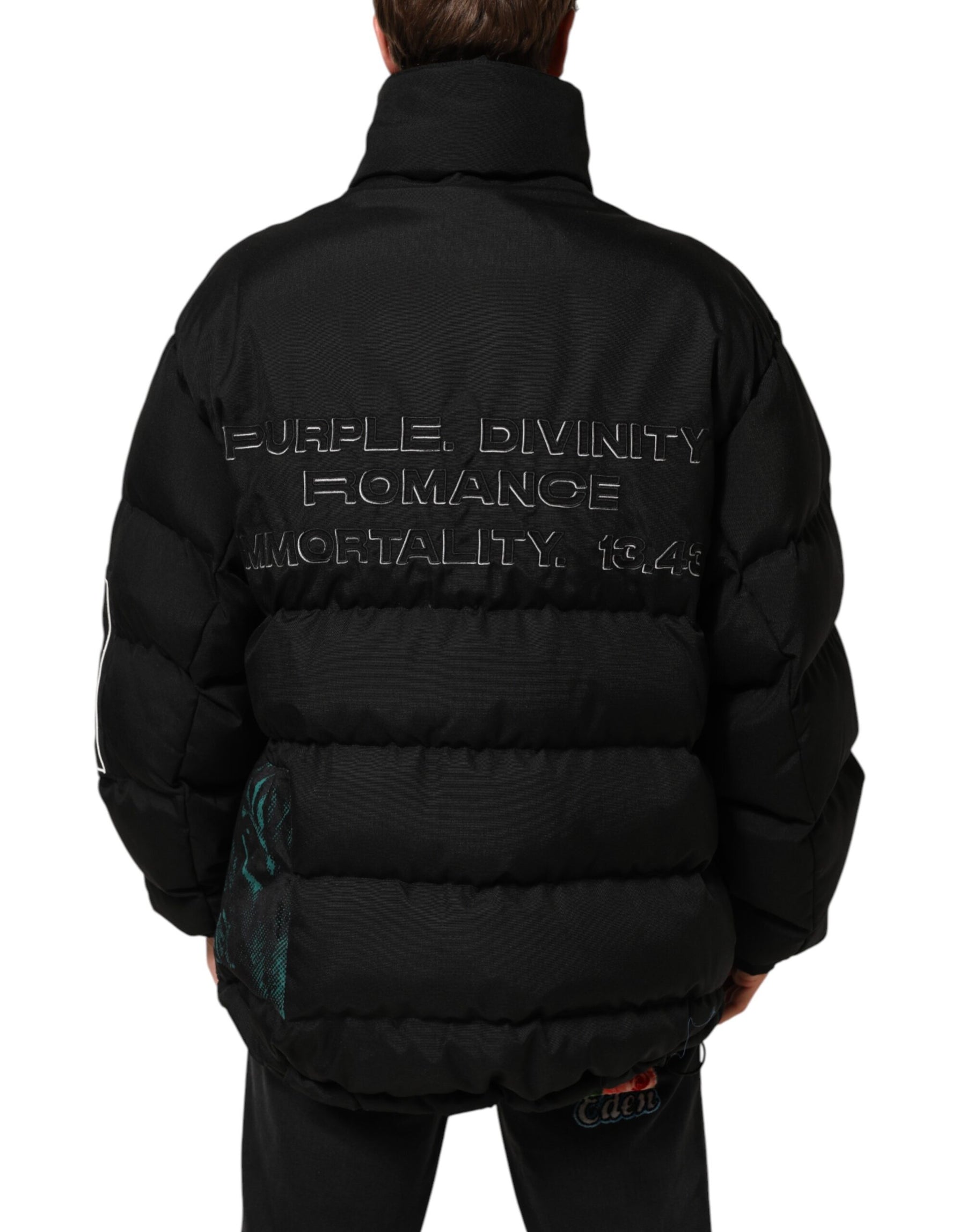 Dolce & Gabbana Black Nylon Puffer Men Full Zip Jacket | Regal Royce