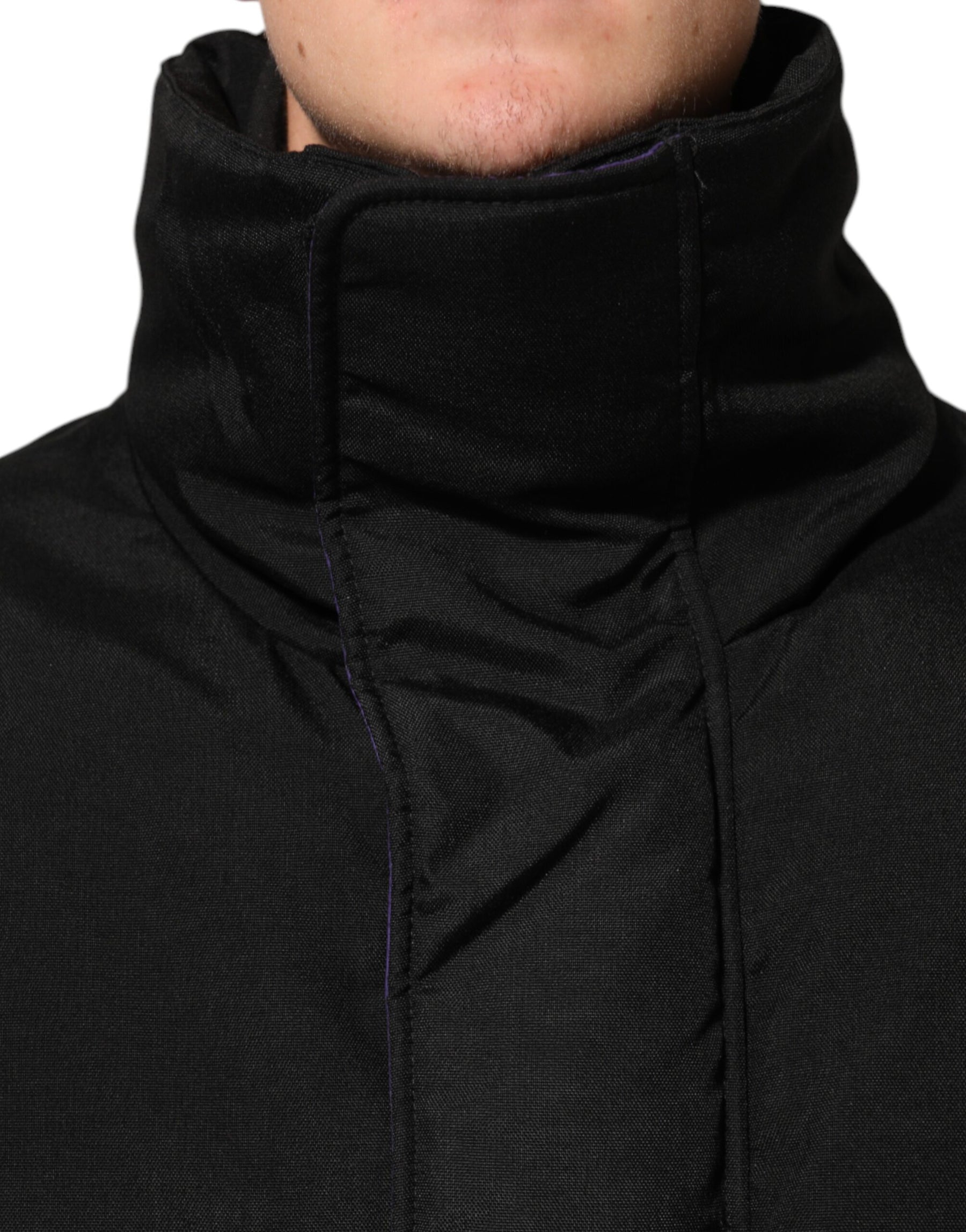 Dolce & Gabbana Black Nylon Puffer Men Full Zip Jacket | Regal Royce