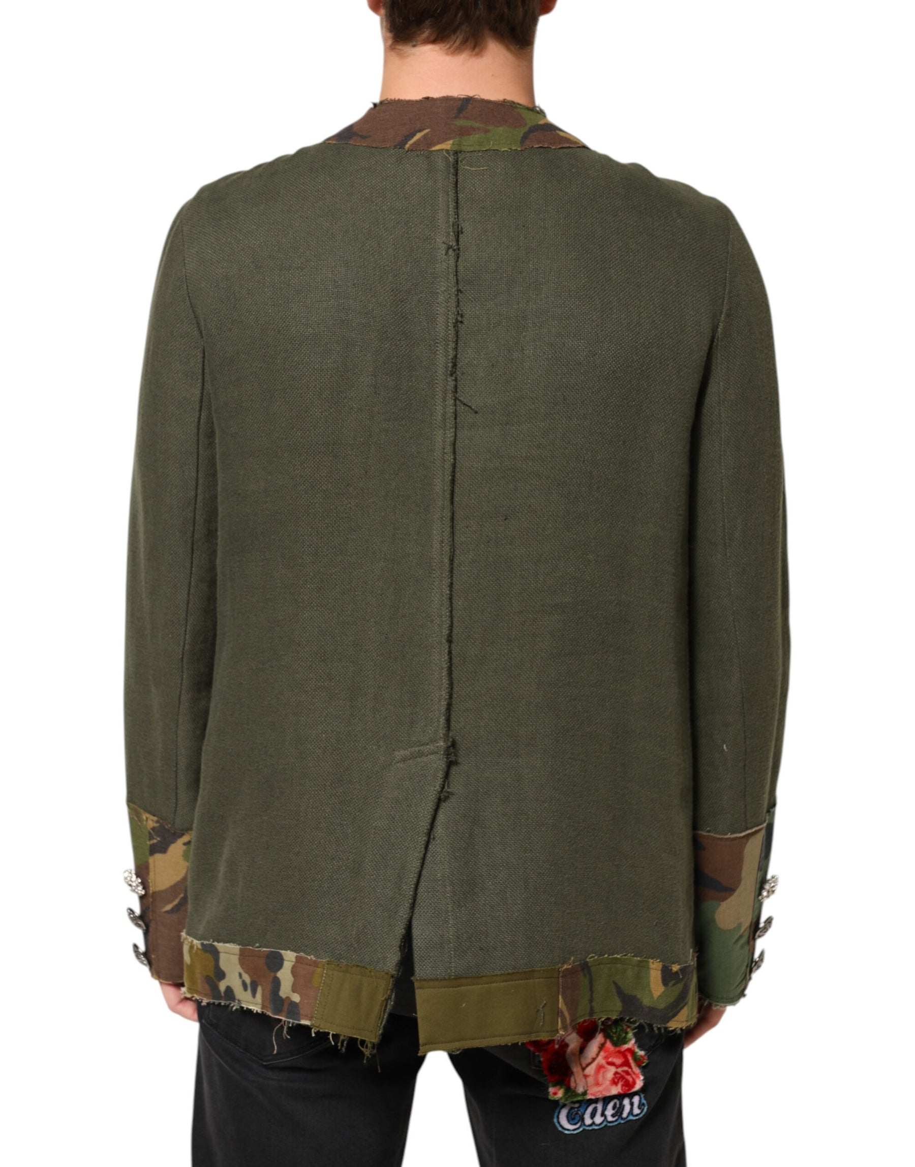 Dolce & Gabbana Brown Camouflage Linen Button Down Jacket | Regal Royce