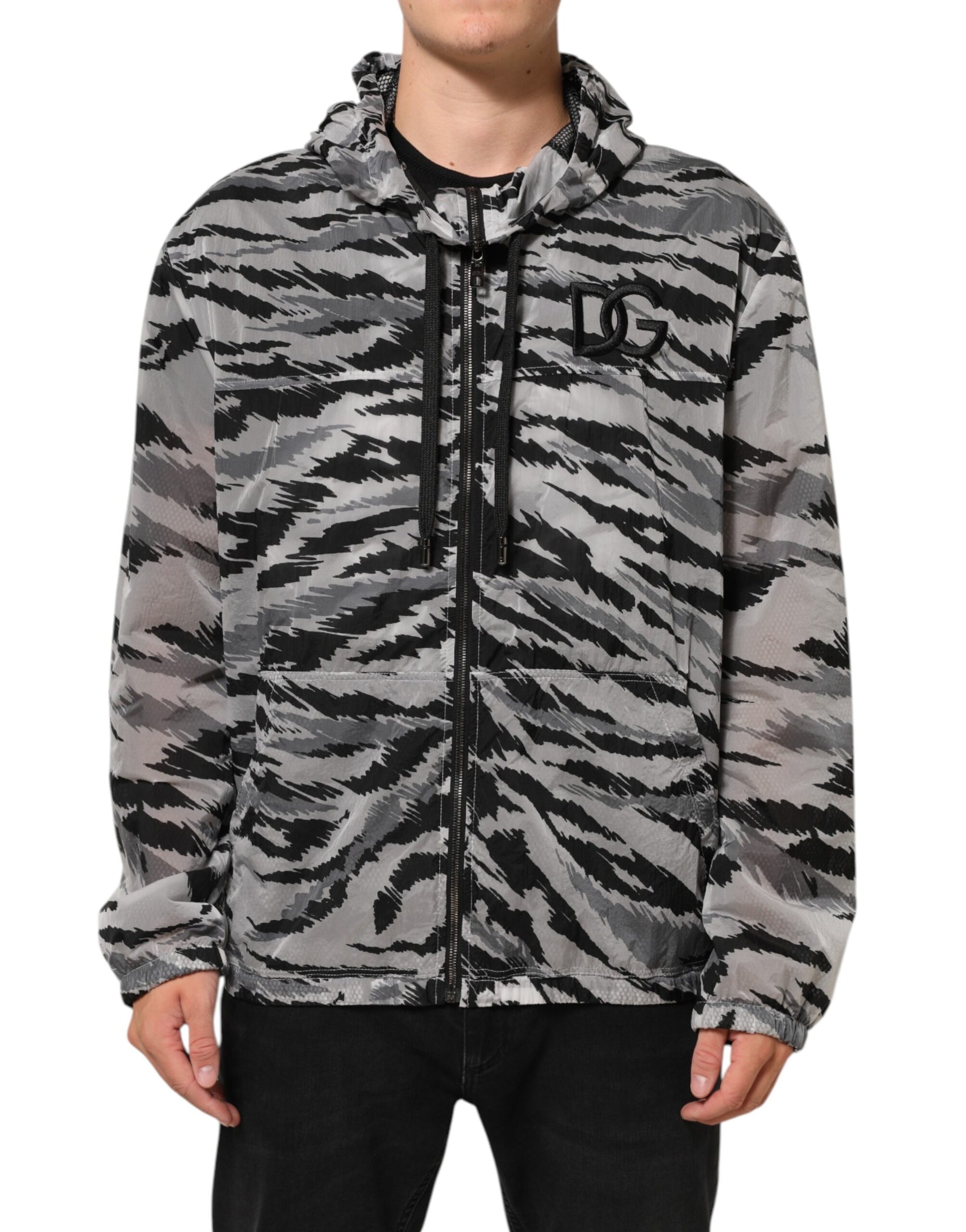 Dolce & Gabbana Gray Camouflage Hooded Sweatshirt Jacket | Regal Royce