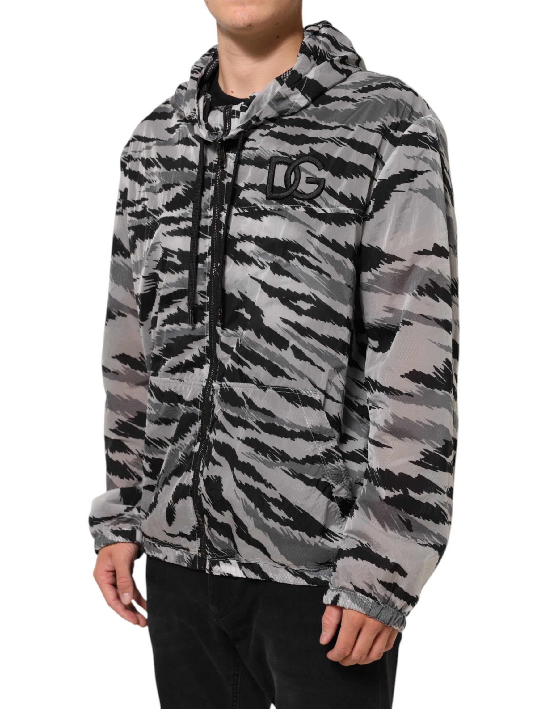 Dolce & Gabbana Gray Camouflage Hooded Sweatshirt Jacket | Regal Royce