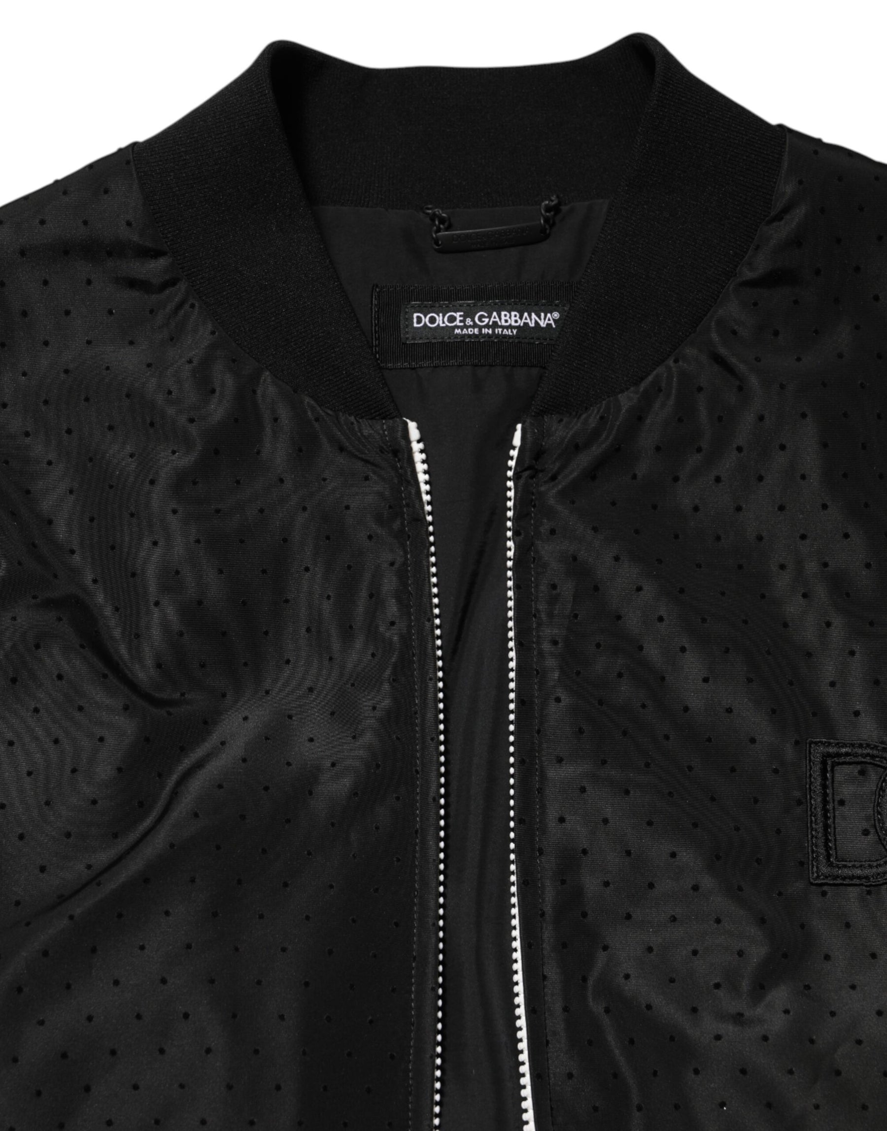 Dolce & Gabbana Black Acetate Full Zip Bomber Men Jacket | Regal Royce