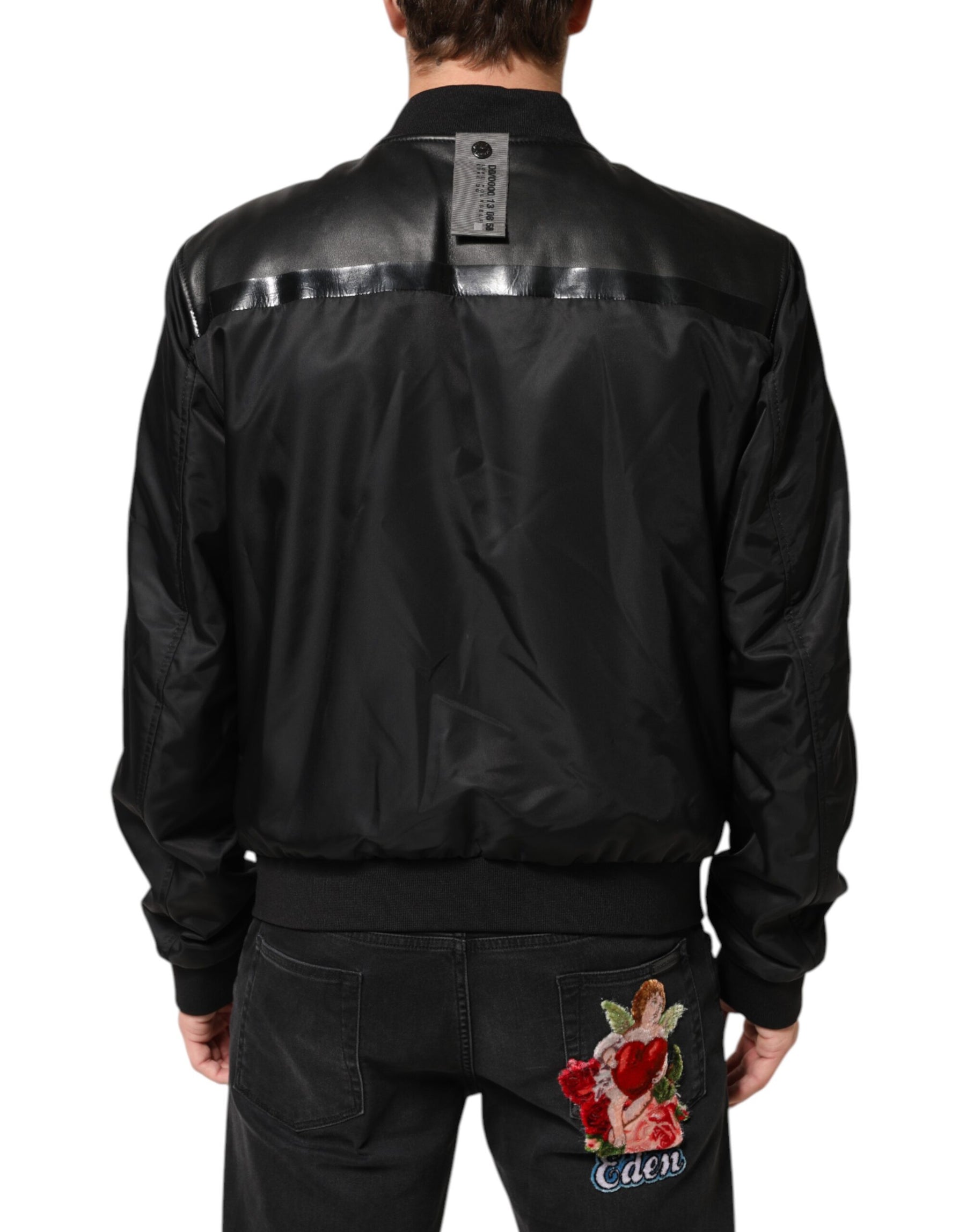 Dolce & Gabbana Black Leather Nylon FullZip Blouson Jacket | Regal Royce