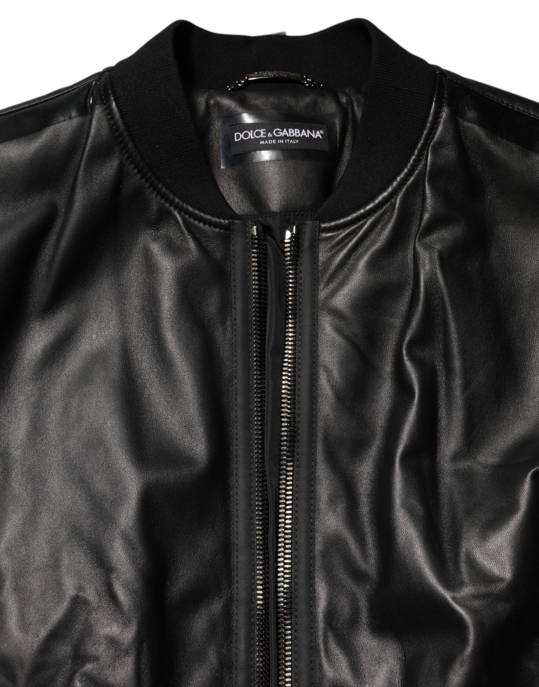 Dolce & Gabbana Black Leather Nylon FullZip Blouson Jacket | Regal Royce