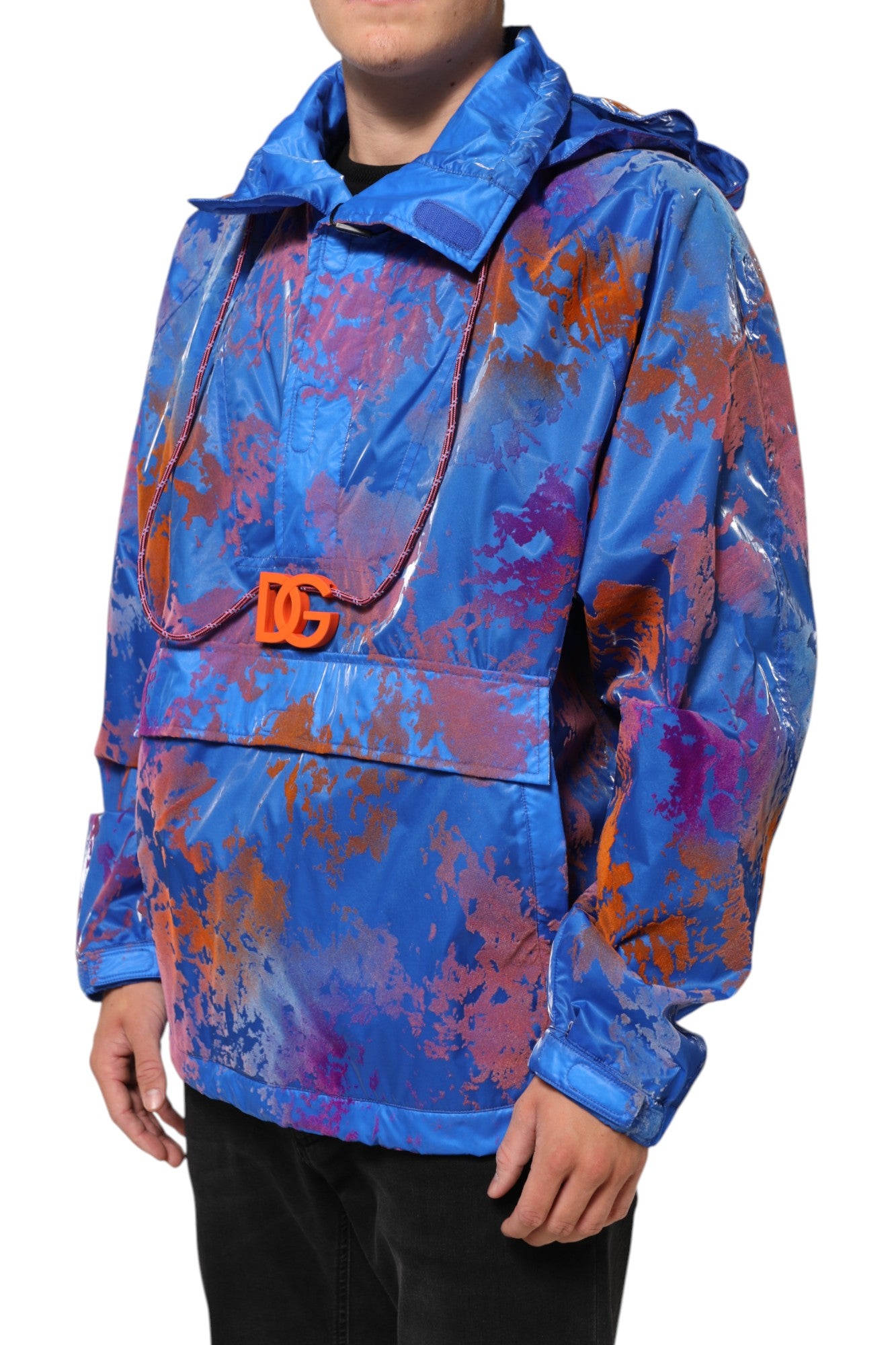 Dolce & Gabbana Blue Tie Dye Logo Hooded Sweatshirt Jacket | Regal Royce
