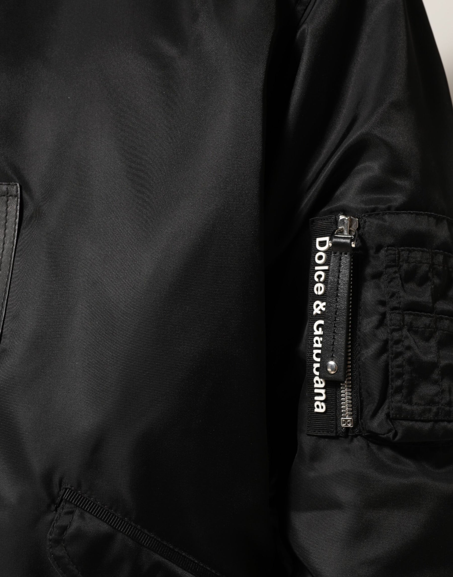 Dolce & Gabbana Black Cotton Hooded Full Zip Bomber Jacket | Regal Royce