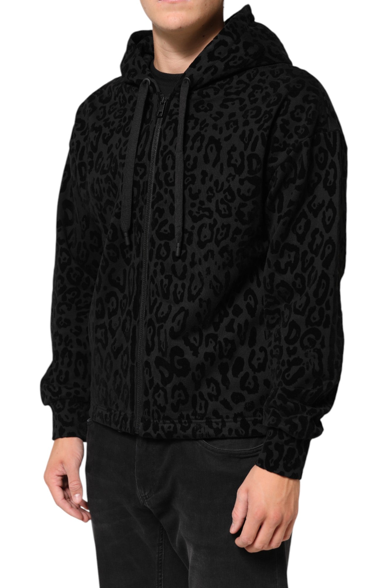 Dolce & Gabbana Black Cotton Hooded Full Zip Bomber Jacket | Regal Royce