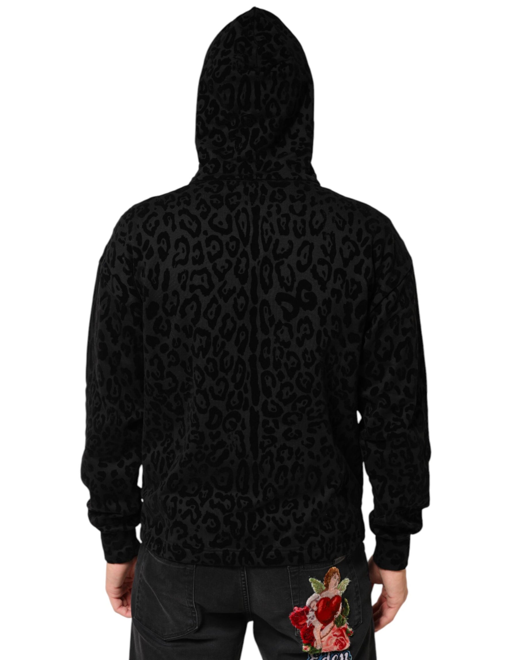 Dolce & Gabbana Black Cotton Hooded Full Zip Bomber Jacket | Regal Royce