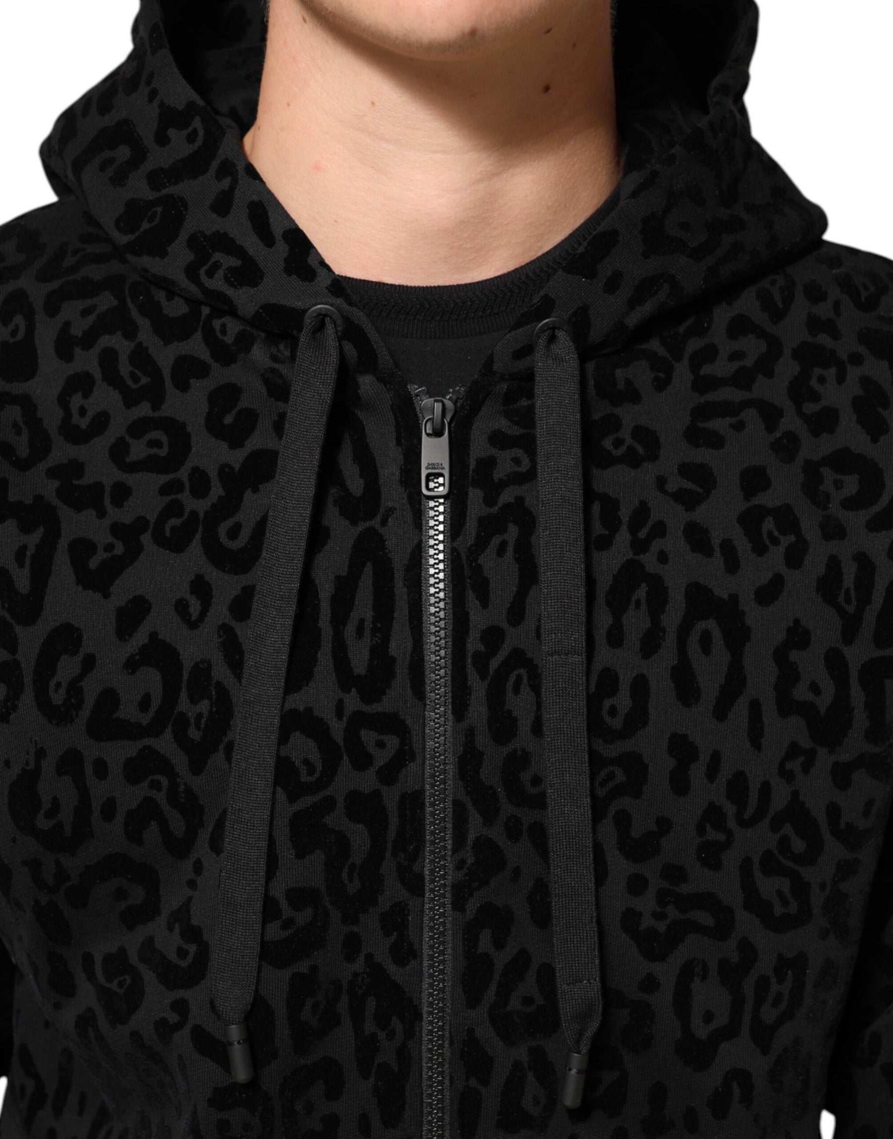 Dolce & Gabbana Black Cotton Hooded Full Zip Bomber Jacket | Regal Royce