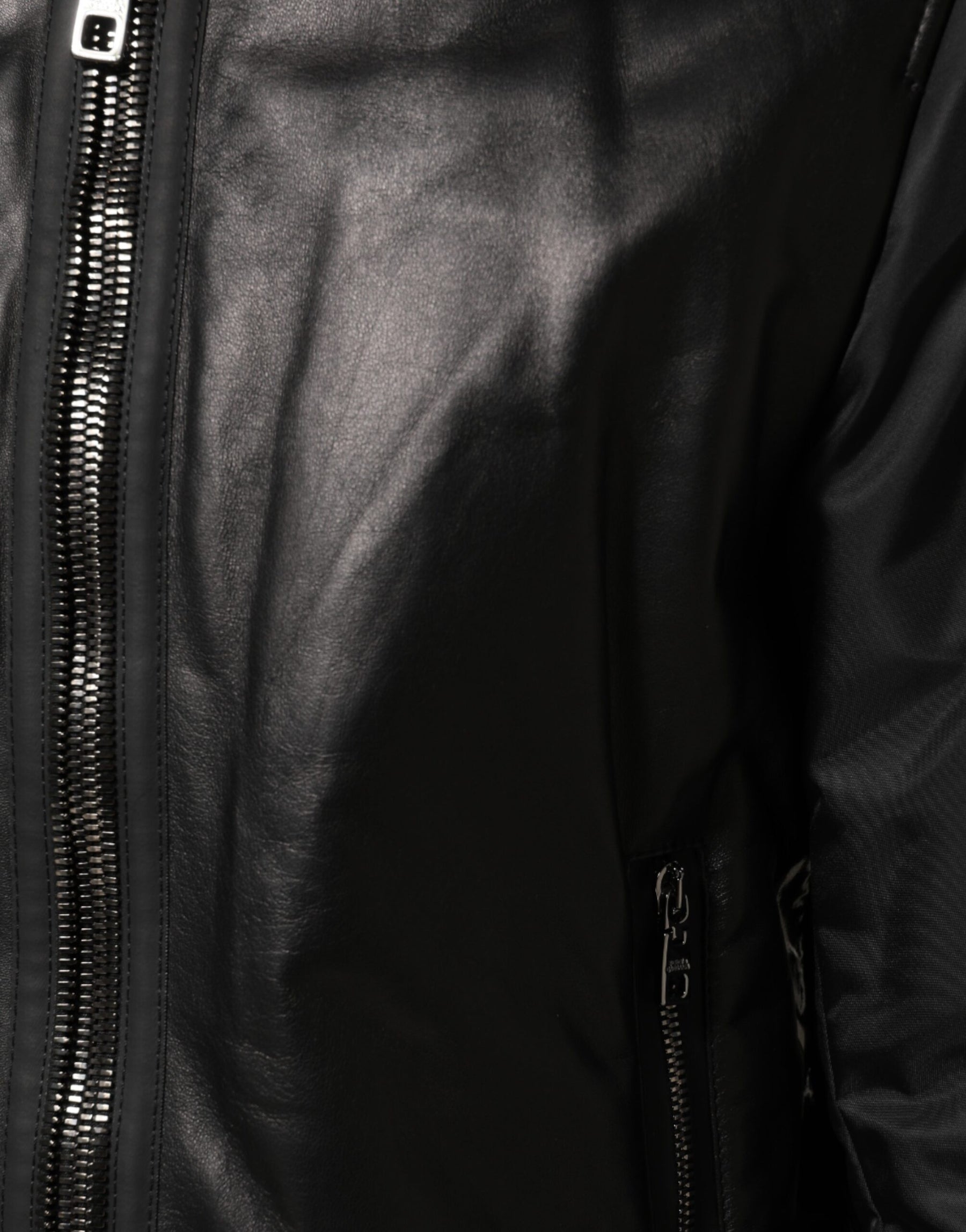 Dolce & Gabbana Black Leather Nylon FullZip Blouson Jacket | Regal Royce