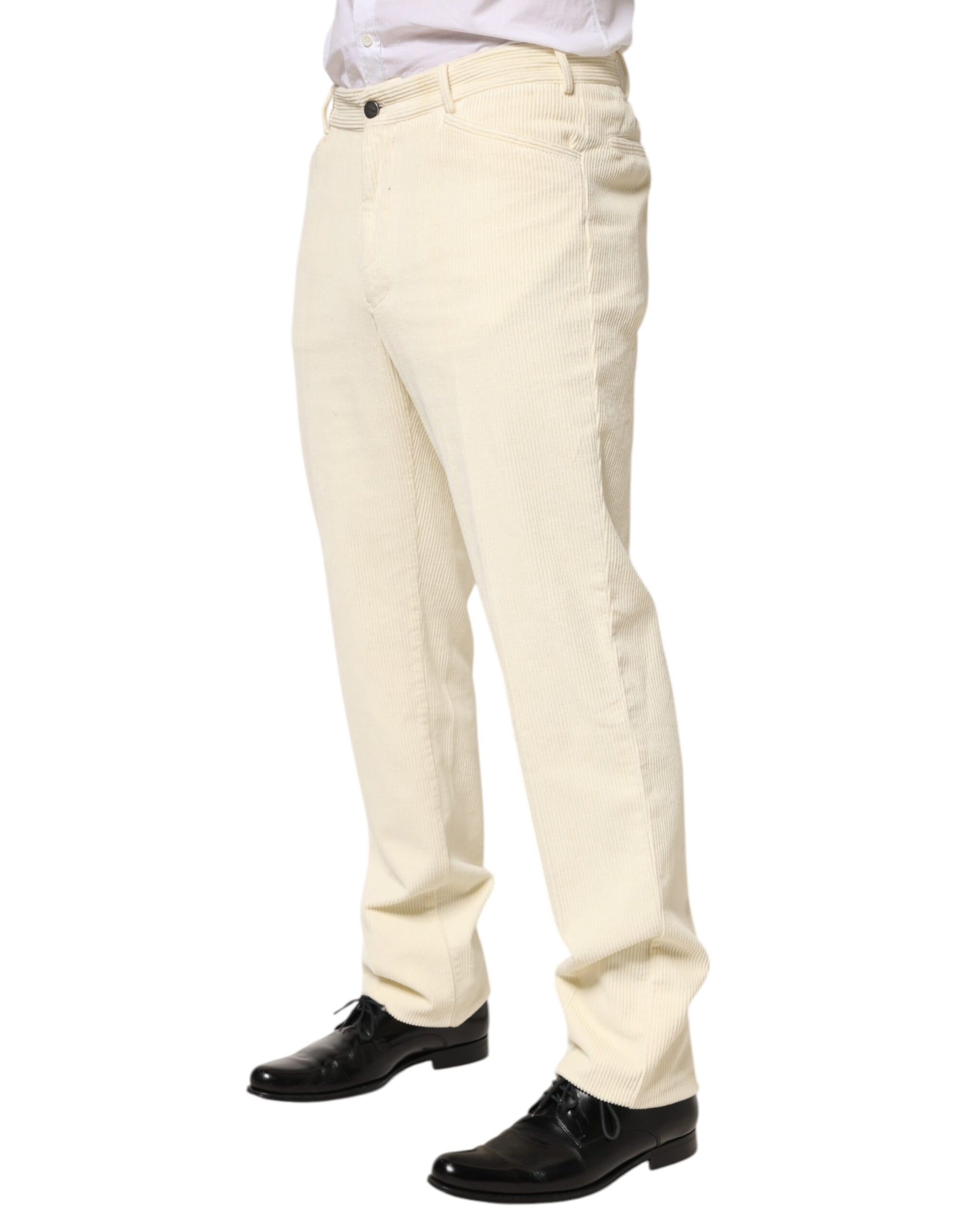 Burberry Beige Corduroy Cotton Straight Men Trouser Pants
