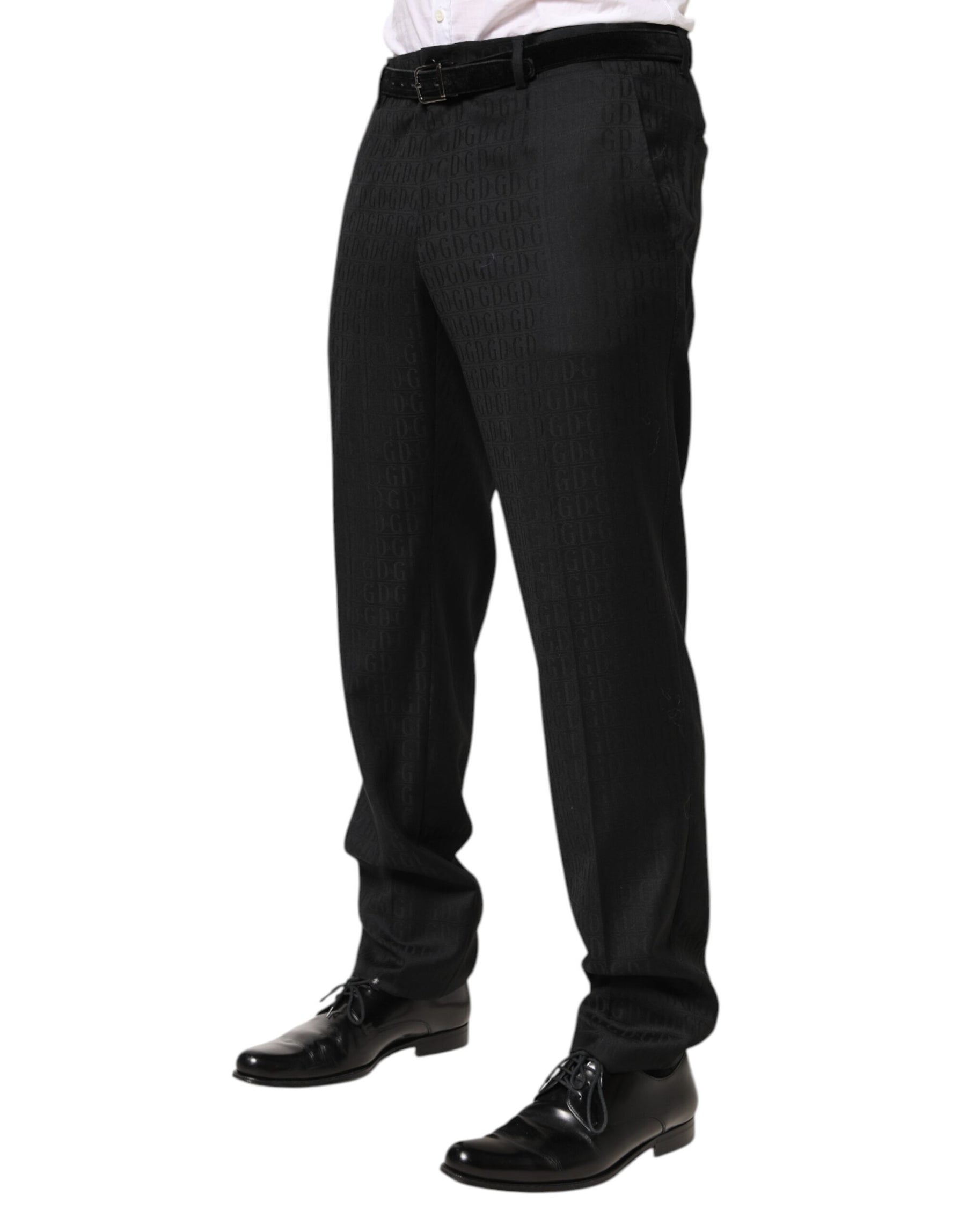 Dolce & Gabbana Black Wool Mid Waist Dress Men Trouser Pants | Regal Royce