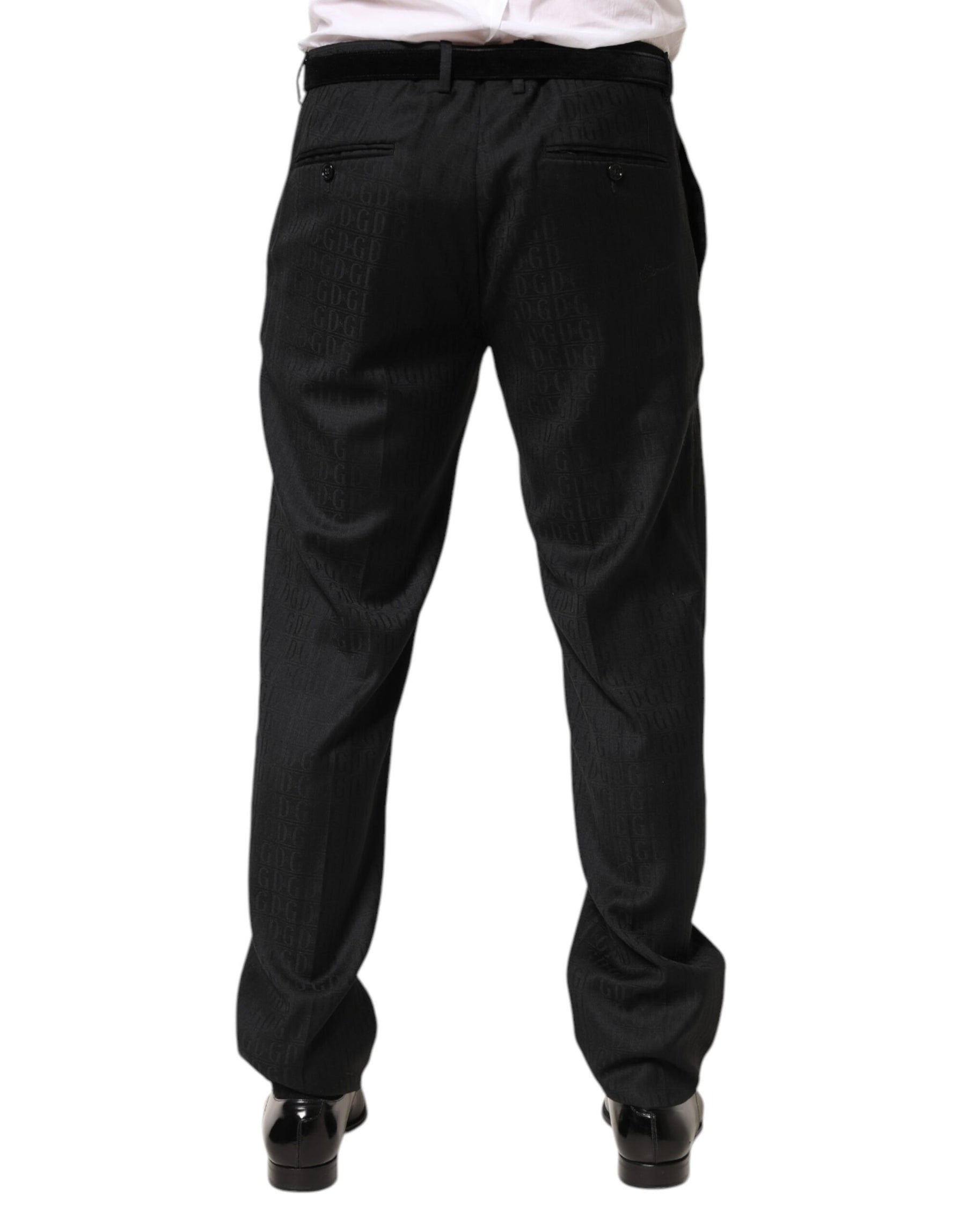 Dolce & Gabbana Black Wool Mid Waist Dress Men Trouser Pants | Regal Royce