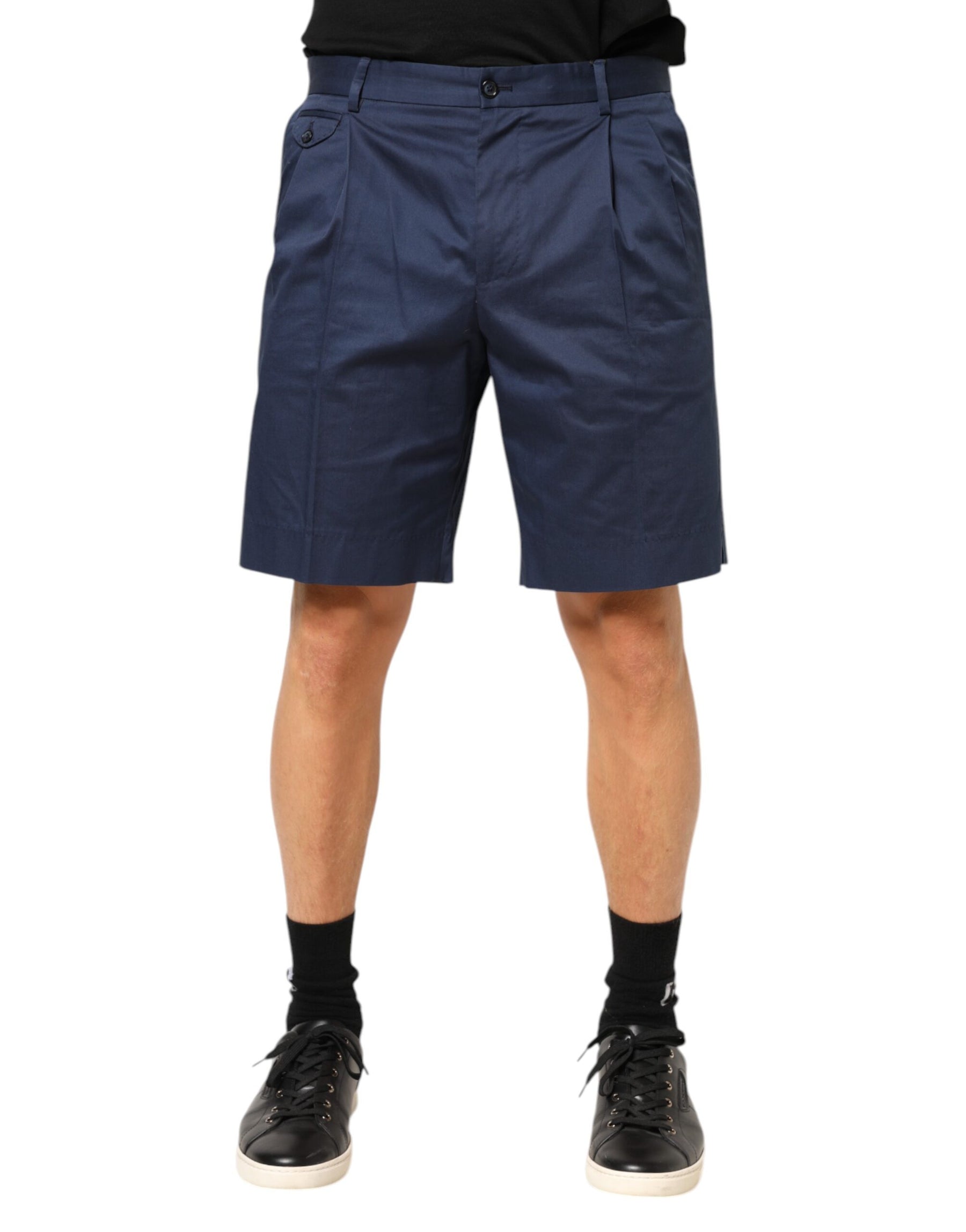 Dolce & Gabbana Blue Cotton Stretch Mid Waist Bermuda Shorts | Regal Royce