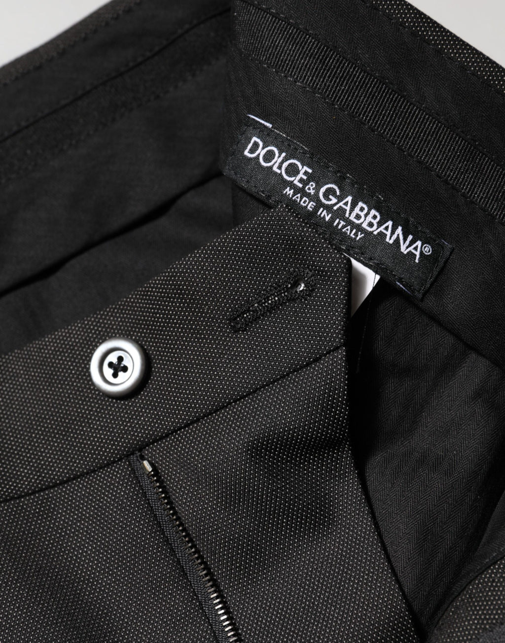 Dolce & Gabbana Black Polyester Mid Waist Dress Trouser Pants