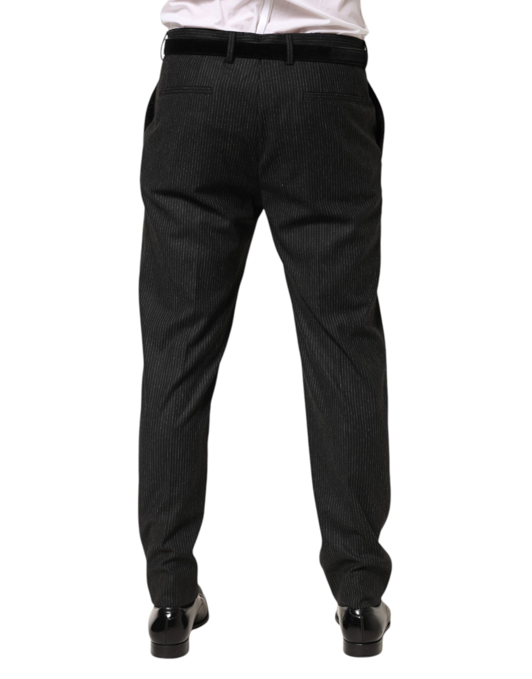 Dolce & Gabbana Black Cotton Mid Waist Dress Trouser Pants | Regal Royce