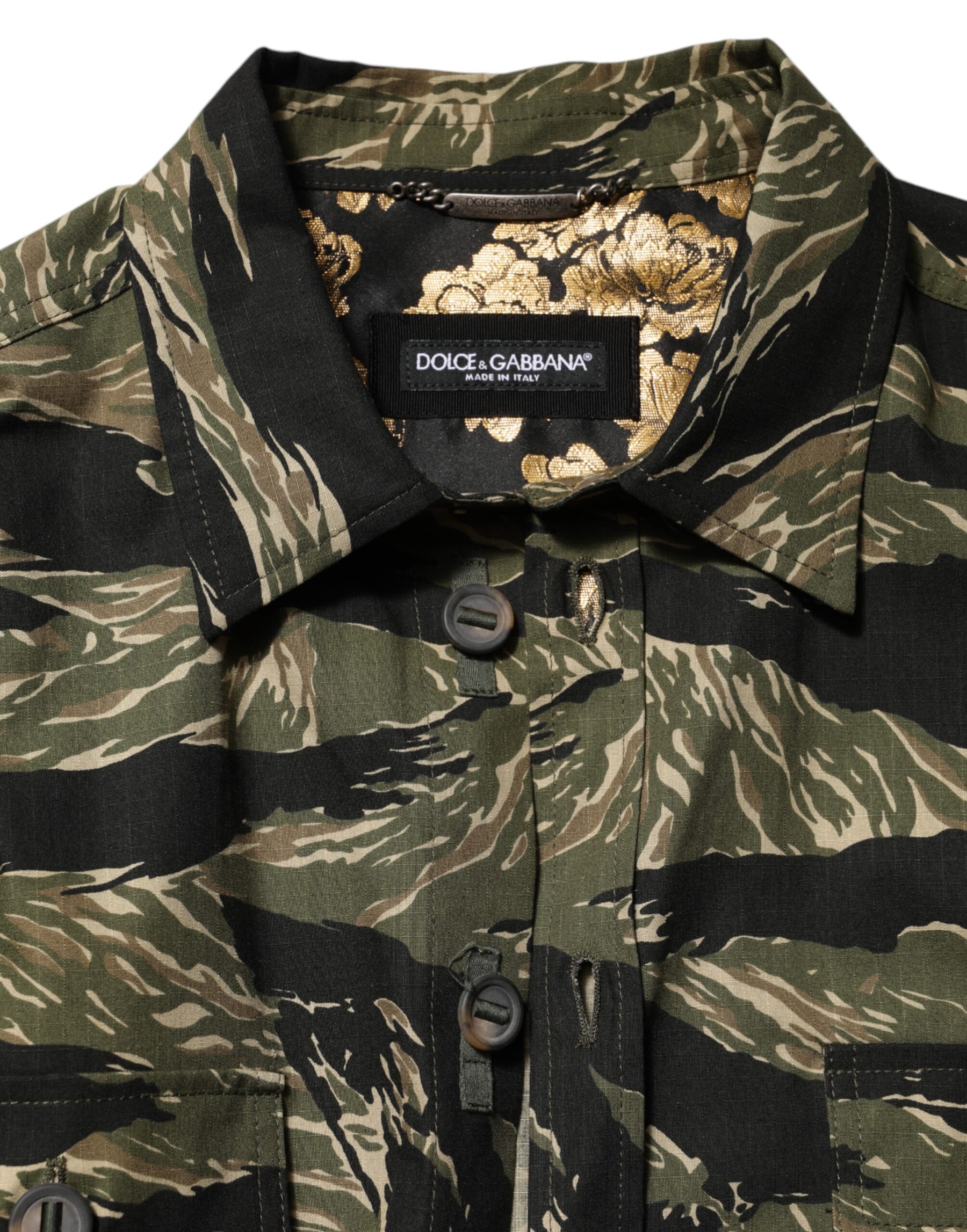 Dolce & Gabbana Multicolor Camouflage Cotton Casual Shirt | Regal Royce