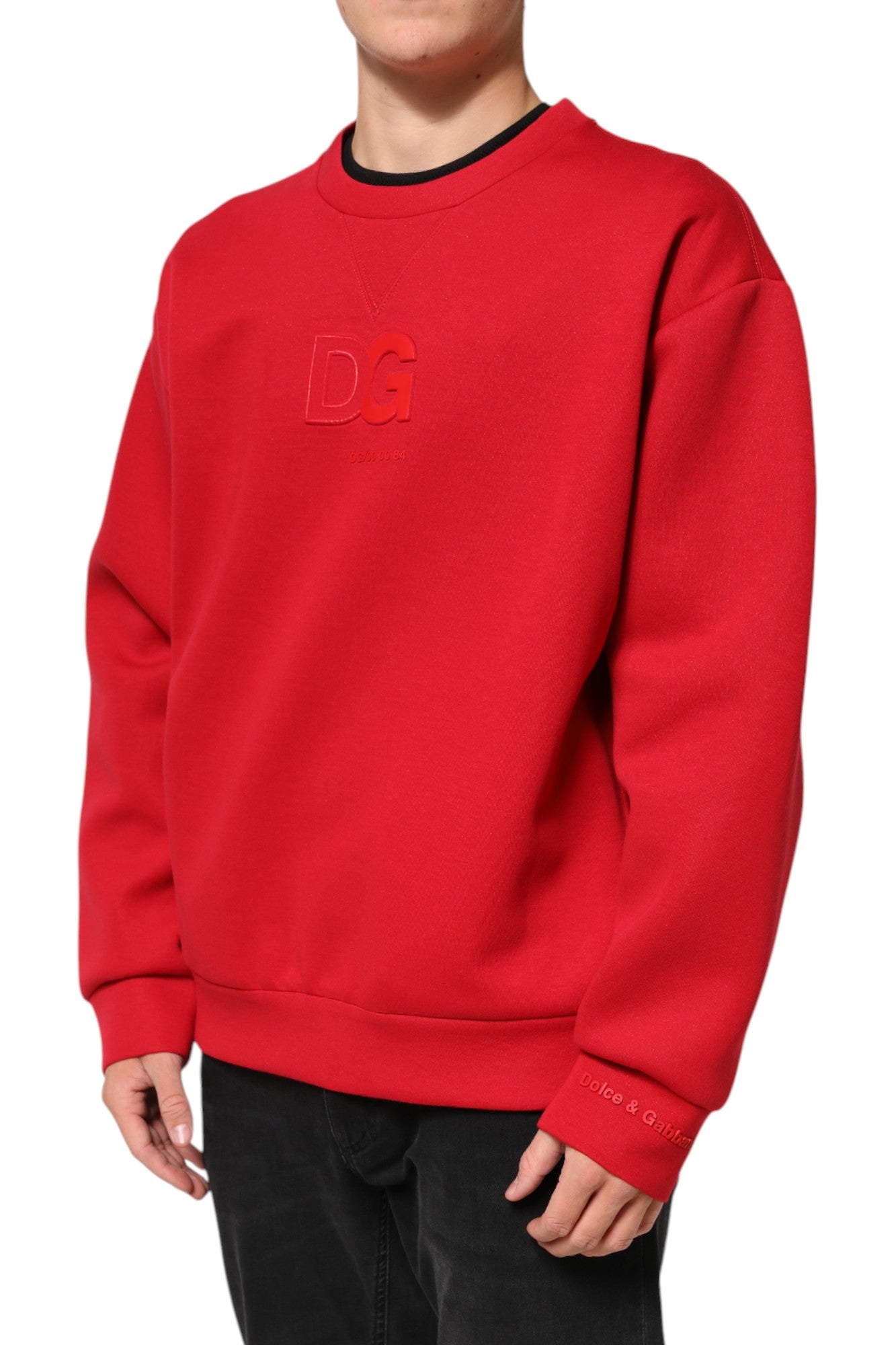 Dolce & Gabbana Red DG Logo Crew Neck Men Sweatshirt Sweater | Regal Royce