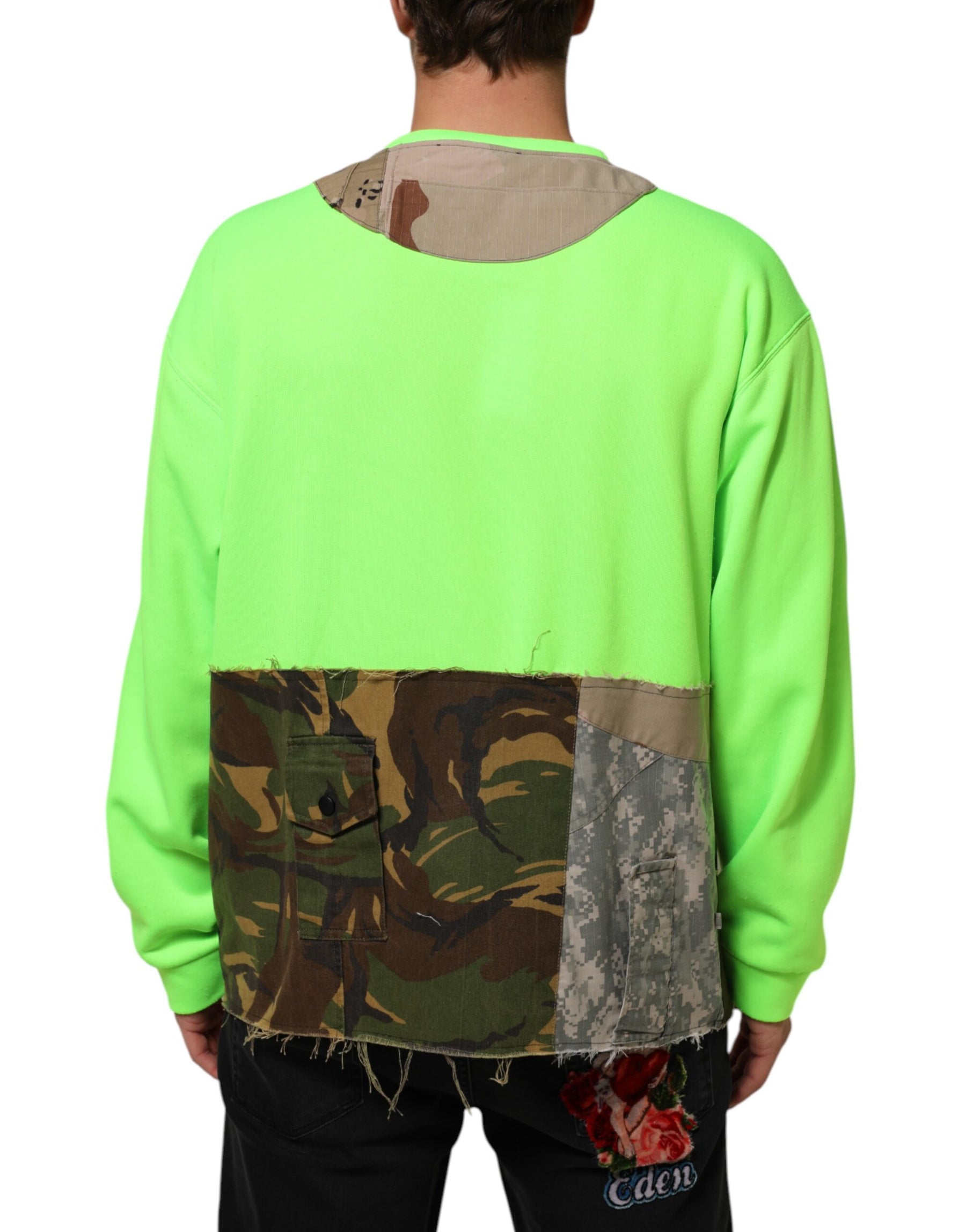 Dolce & Gabbana Green Patchwork Heart Men Sweatshirt Sweater | Regal Royce