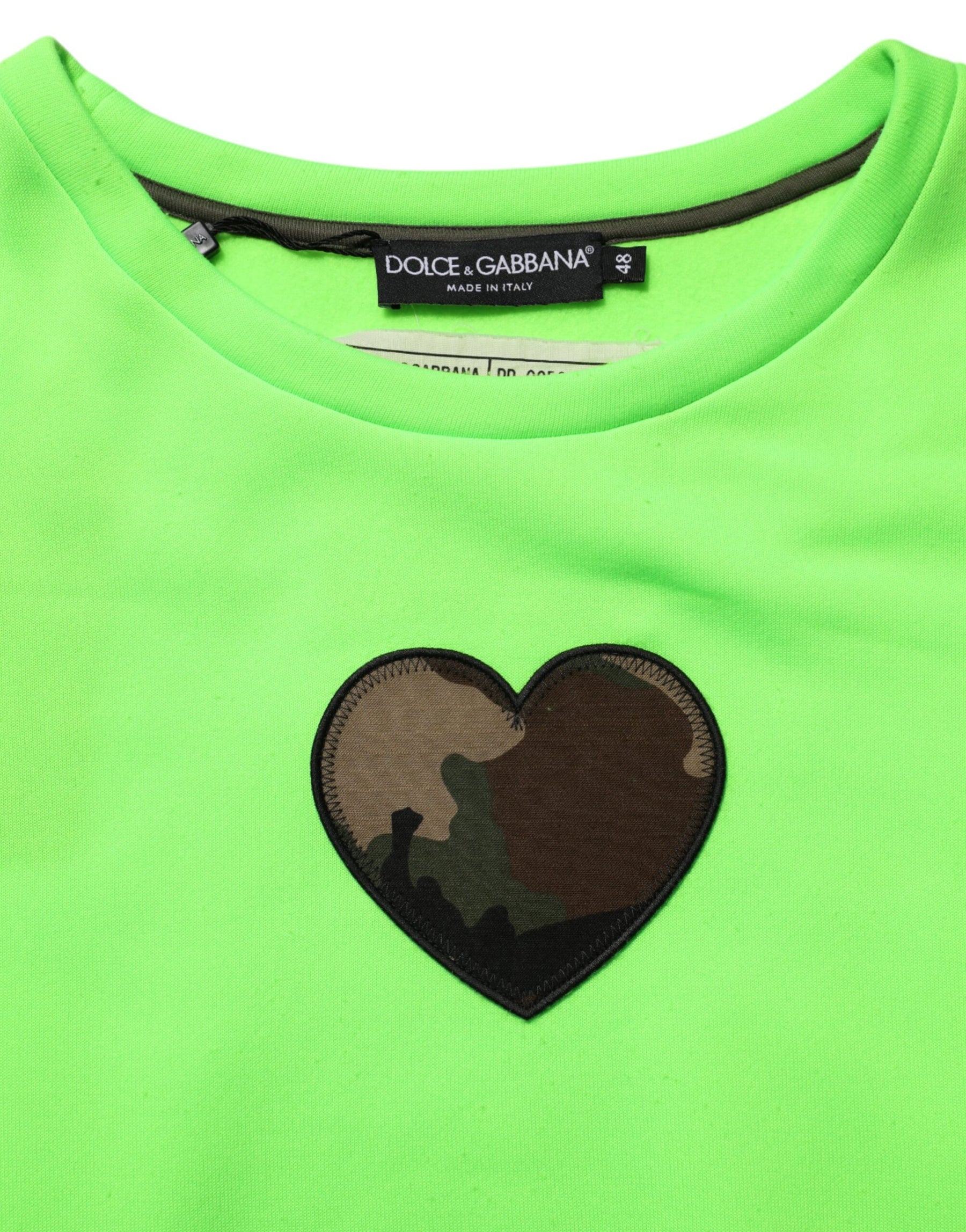 Dolce & Gabbana Green Patchwork Heart Men Sweatshirt Sweater | Regal Royce