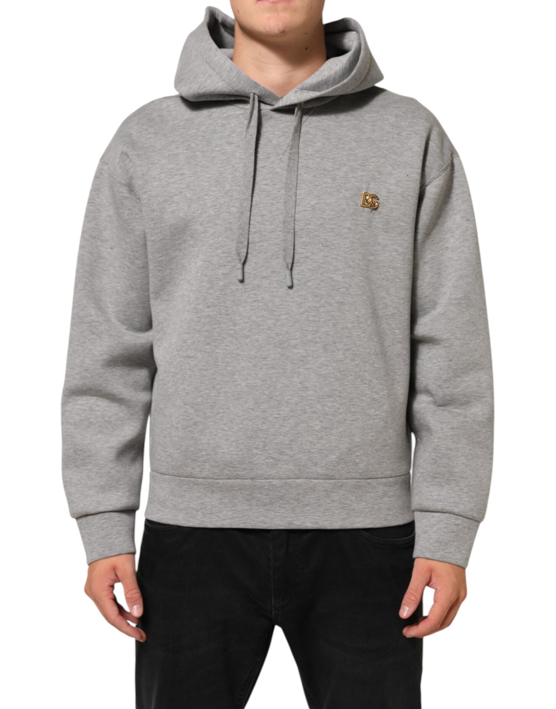 Dolce & Gabbana Gray Logo Cotton Hooded Sweatshirt Sweater | Regal Royce