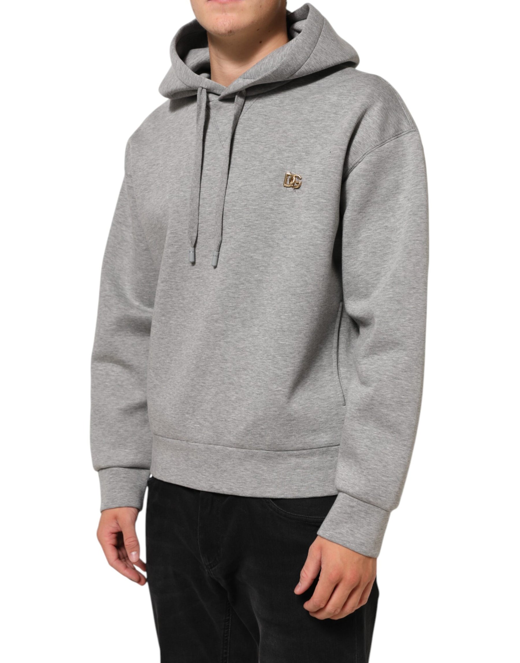 Dolce & Gabbana Gray Logo Cotton Hooded Sweatshirt Sweater | Regal Royce