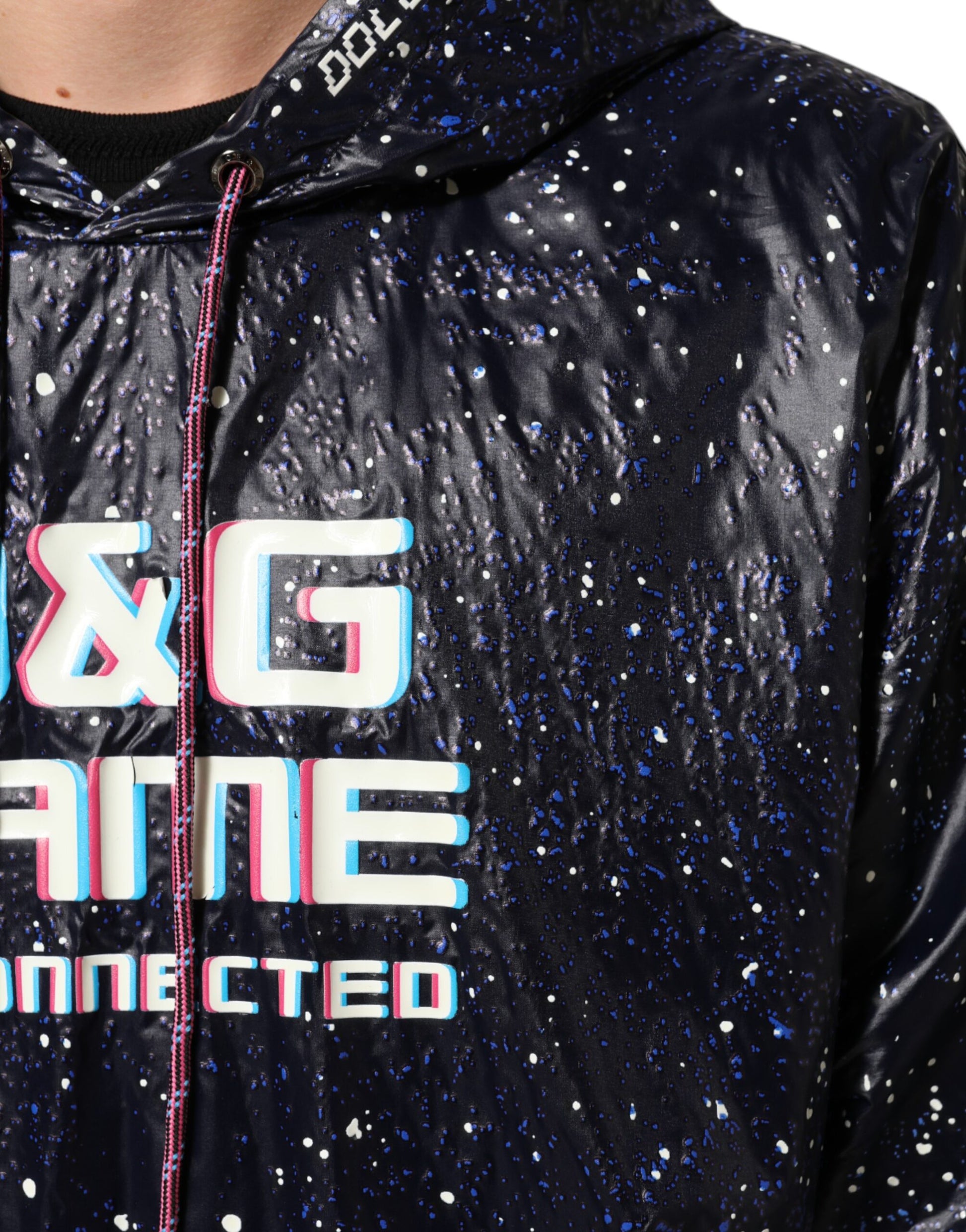 Dolce & Gabbana Blue D&G Game Hooded Men Sweatshirt Sweater