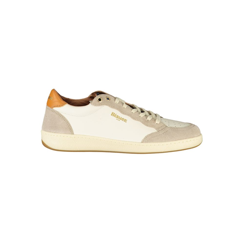 Blauer White Leather Men Sneaker | Regal Royce