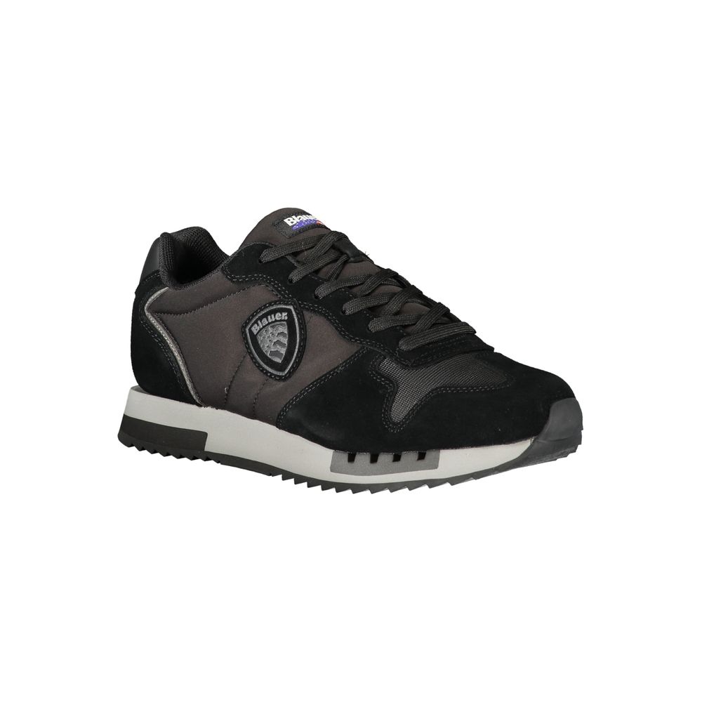 Blauer Black Polyurethane Men Sneaker | Regal Royce