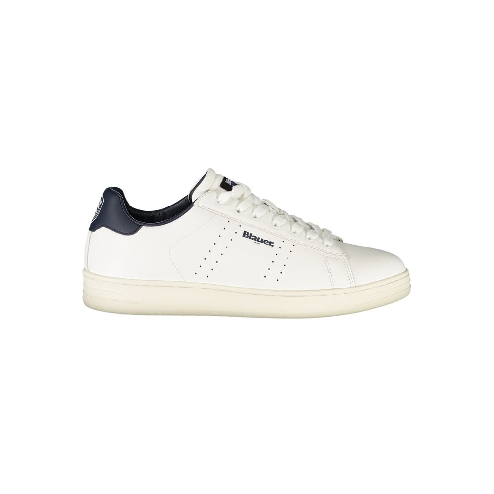 Blauer White Polyurethane Men's Sneaker | Regal Royce