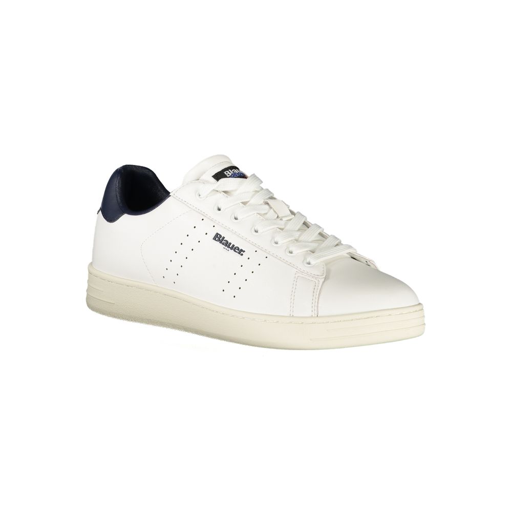 Blauer White Polyurethane Men's Sneaker | Regal Royce