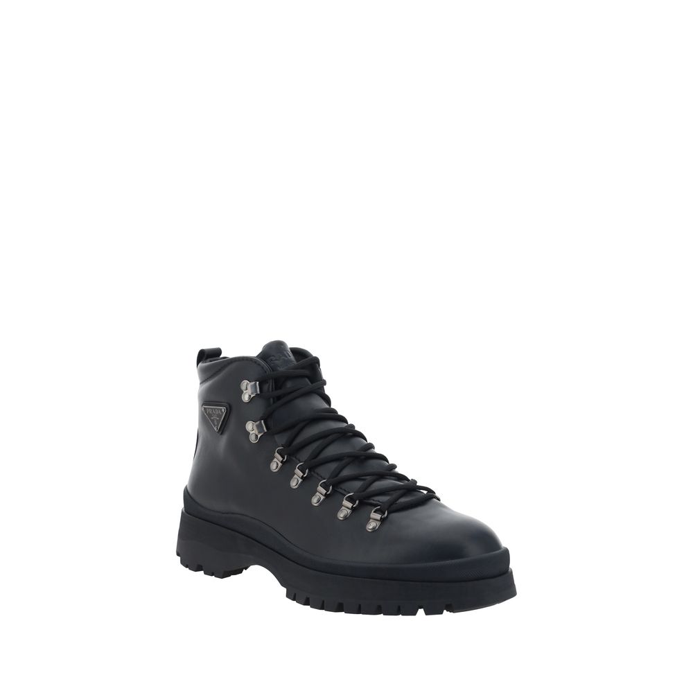 Prada Black Rubber Lace-Up Boots | Regal Royce