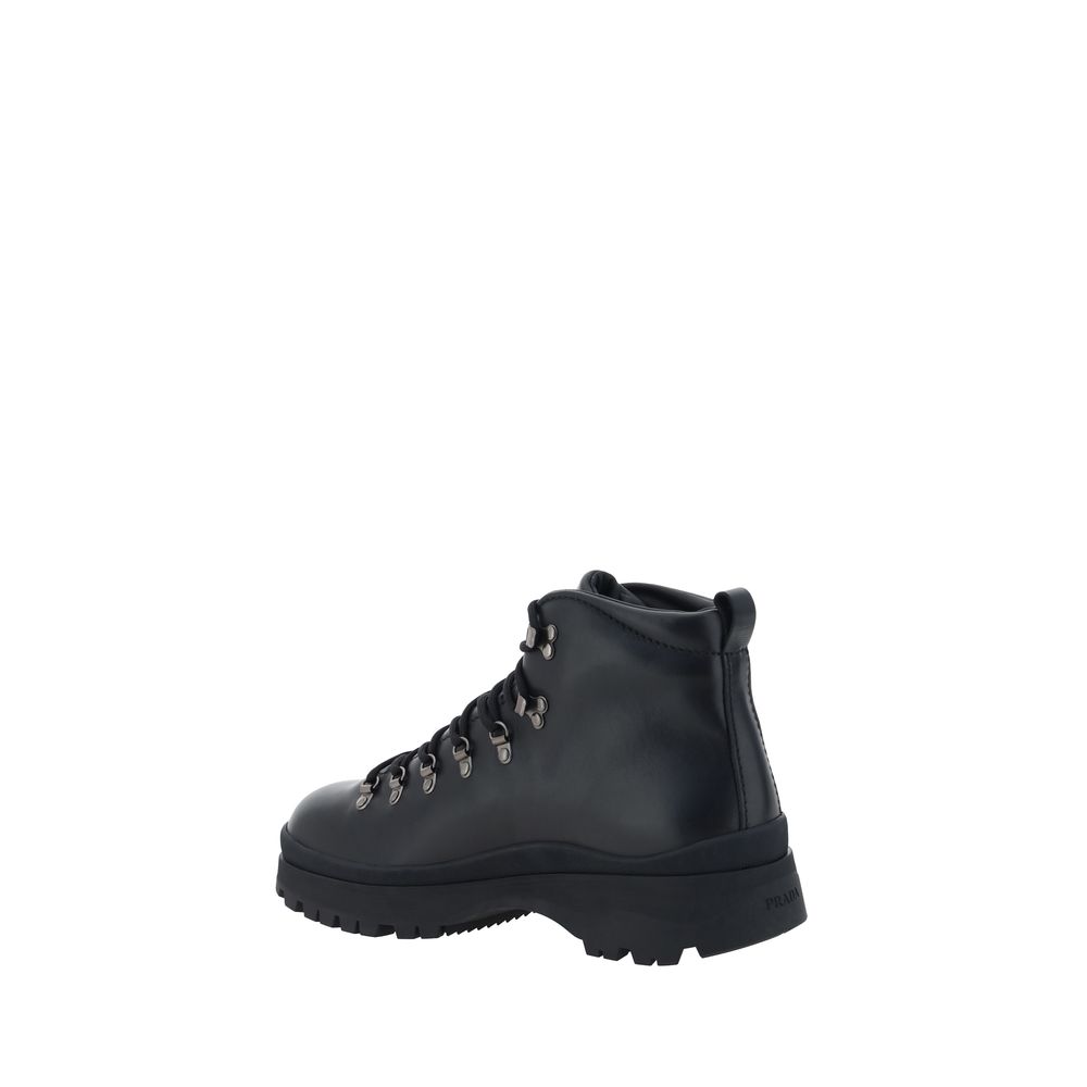 Prada Black Rubber Lace-Up Boots | Regal Royce