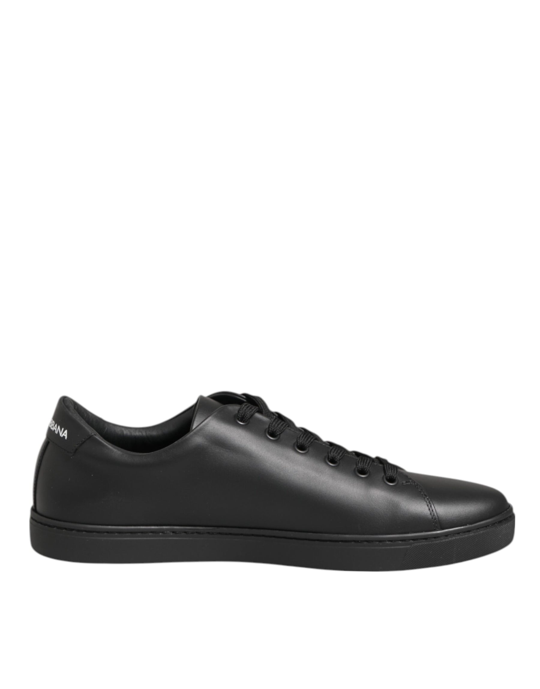 Dolce & Gabbana Black Leather Crystal Heart Sneakers  Shoes | Regal Royce