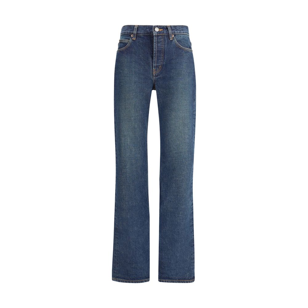 Saint Laurent Blue Cotton Straight-Leg Jeans | Regal Royce
