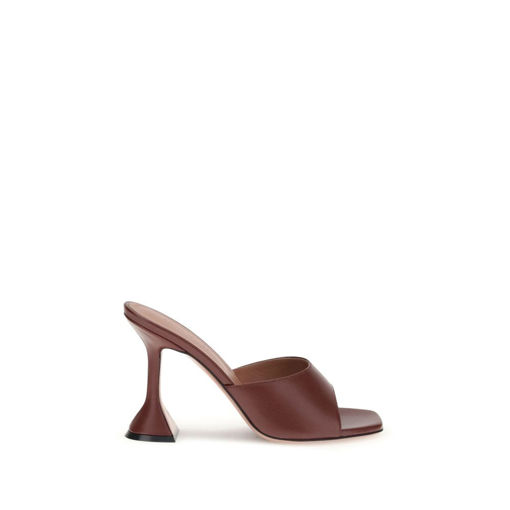 Amina Muaddi Brown Calf Leather Bos Taurus Stiletto Heel Sandals | Regal Royce