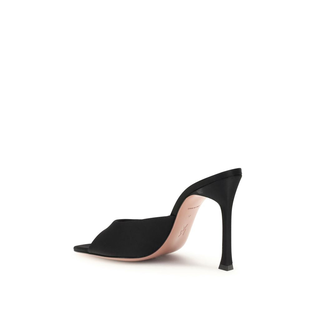 Amina Muaddi Black Calf Leather Bos Taurus High Heel Pumps | Regal Royce