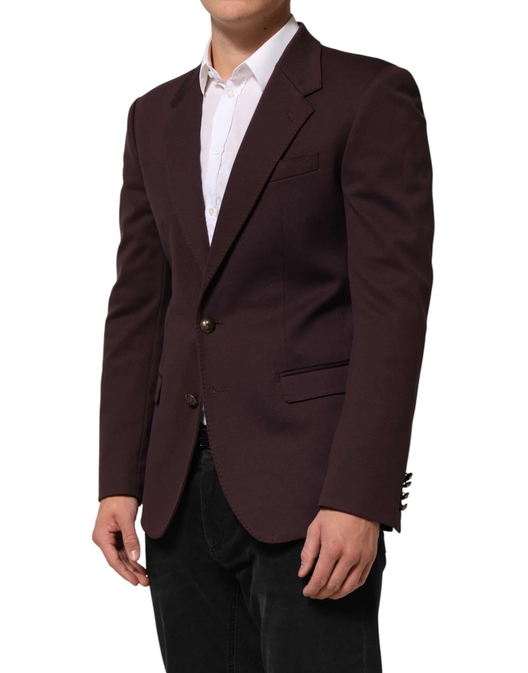Dolce & Gabbana Maroon Cotton 2 Buttons Suit Jacket Blazer | Regal Royce