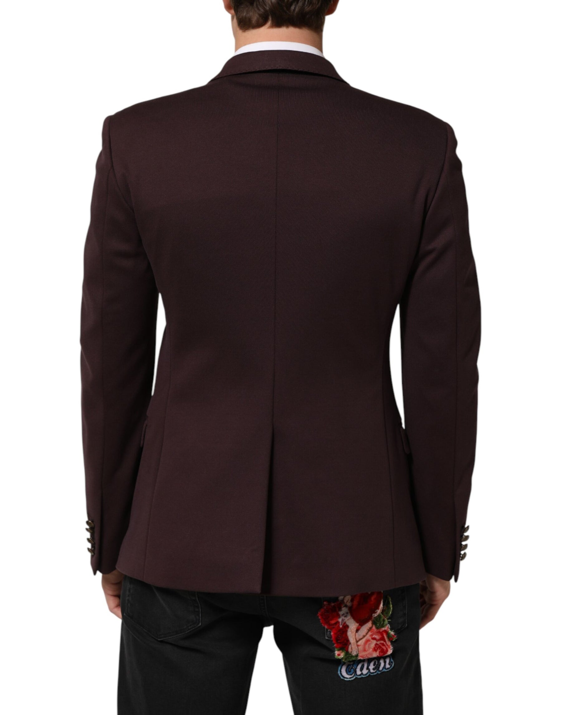 Dolce & Gabbana Maroon Cotton 2 Buttons Suit Jacket Blazer | Regal Royce