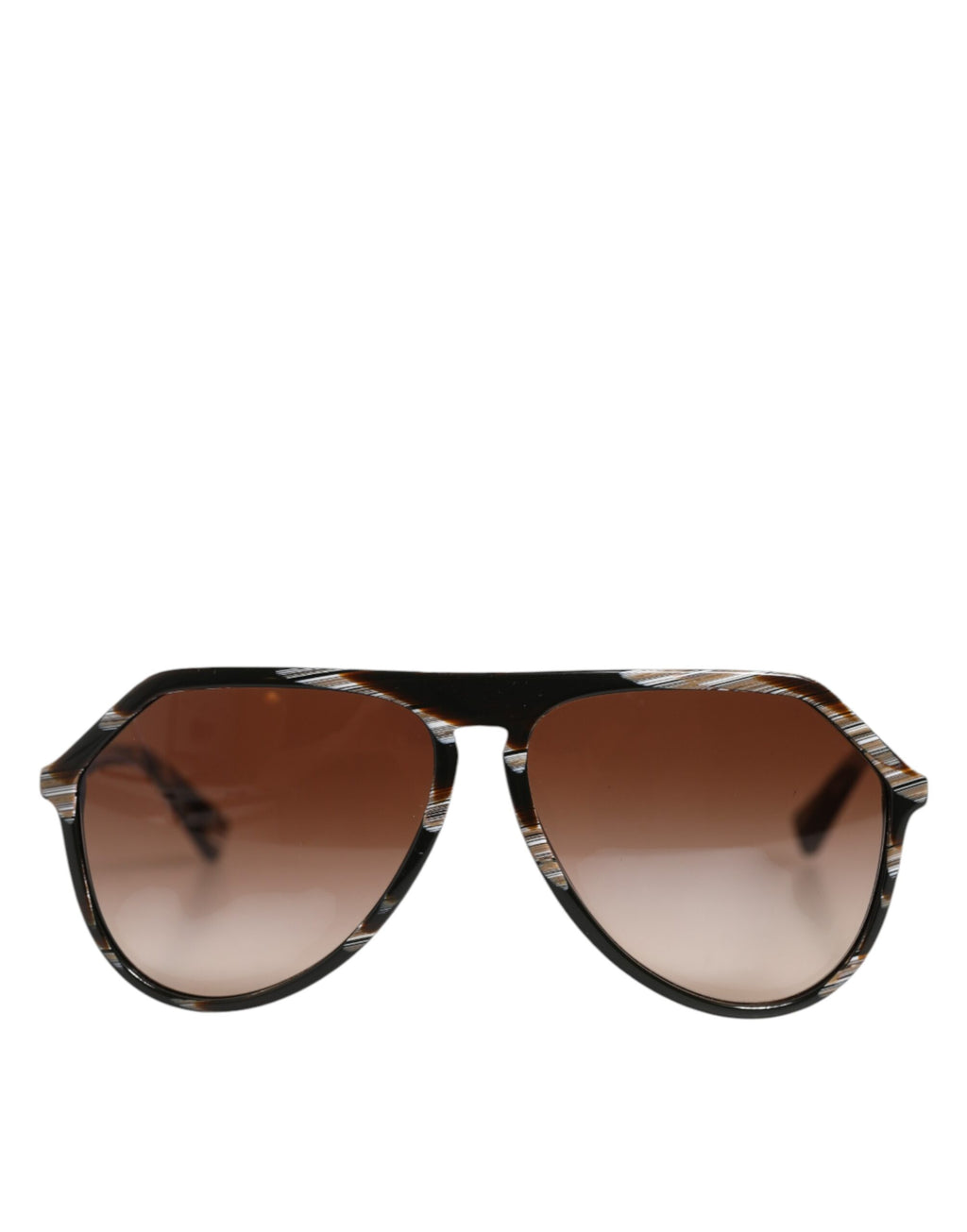 Dolce & Gabbana Modified Aviator Striped Brown Acetate Gradient Sunglasses